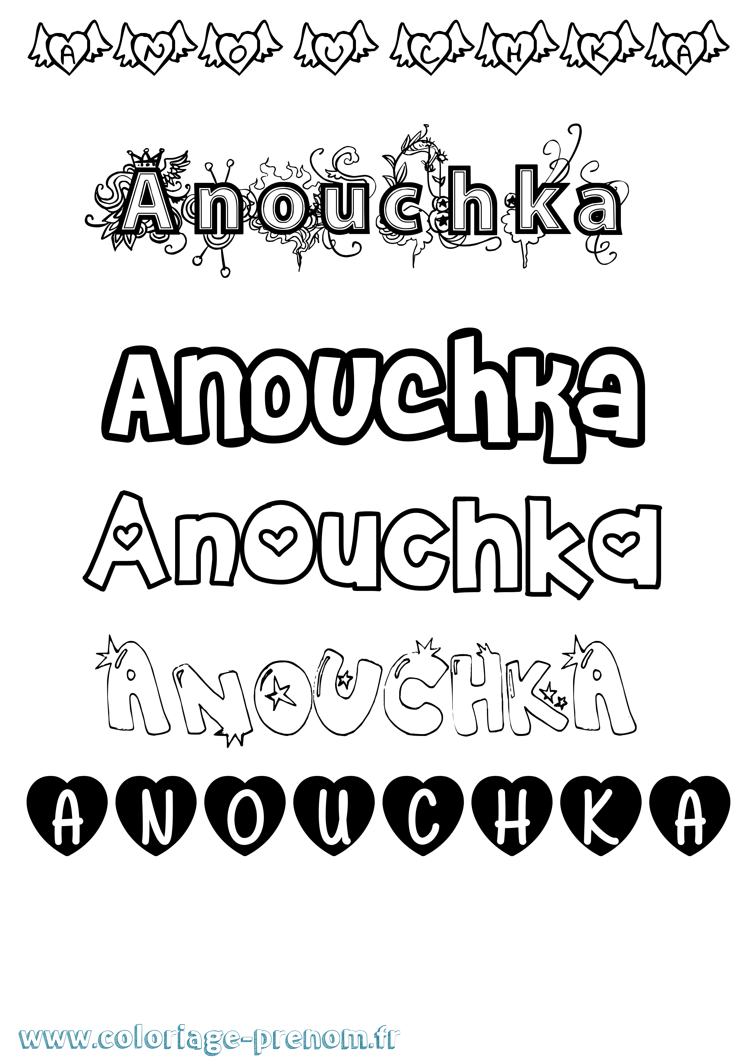 Coloriage Anouchka Girly Coloriage prénom Anouchka Girly