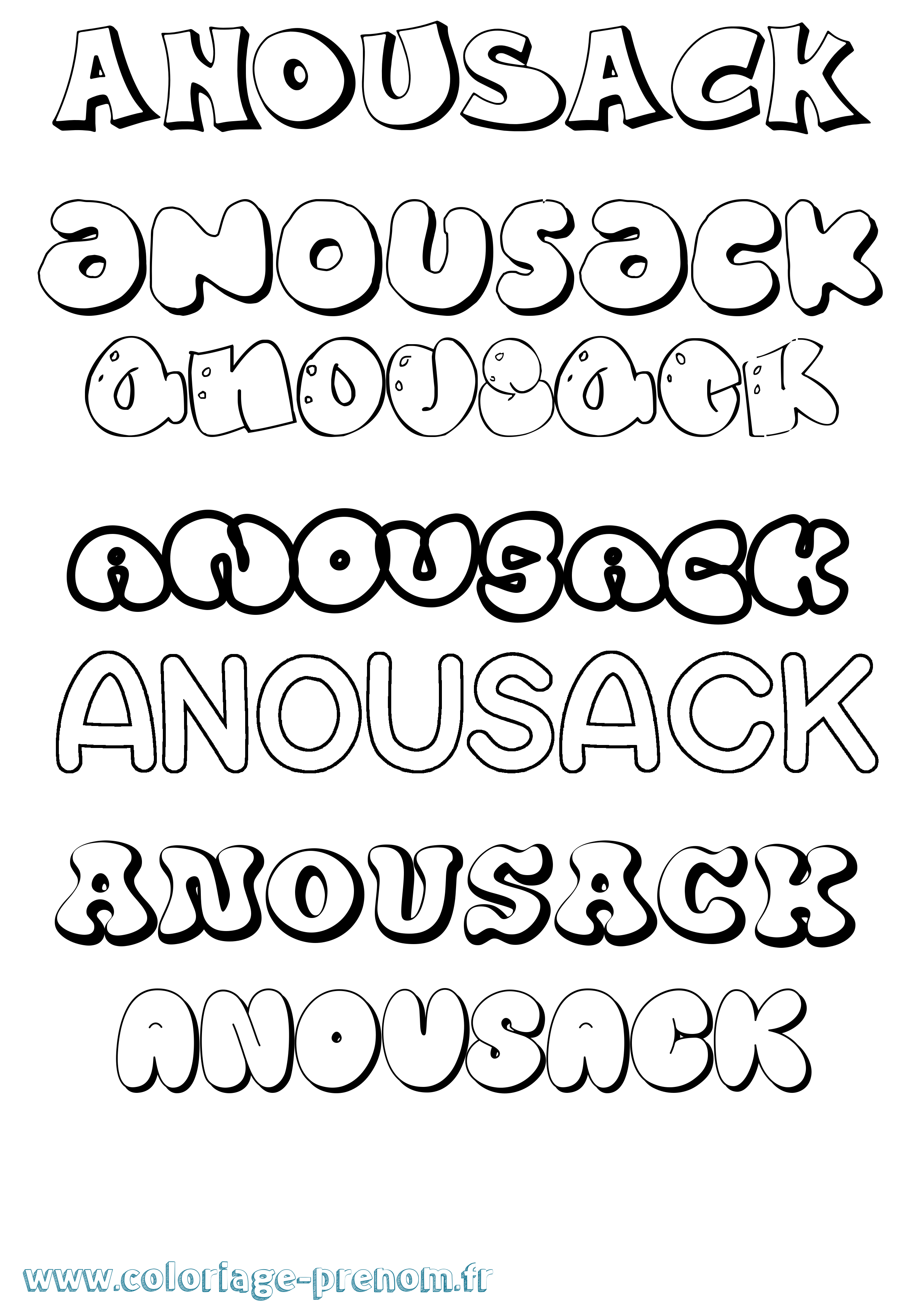 Coloriage Anousack Bubble Coloriage prénom Anousack Bubble