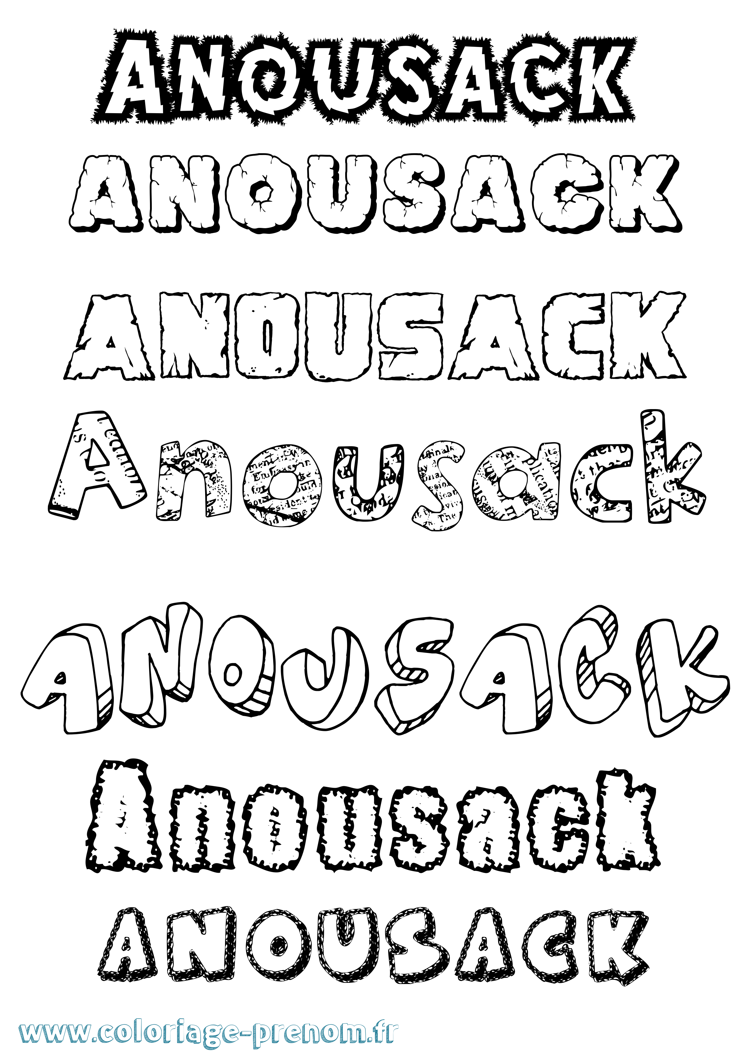 Coloriage Anousack Destructuré Coloriage prénom Anousack Destructuré