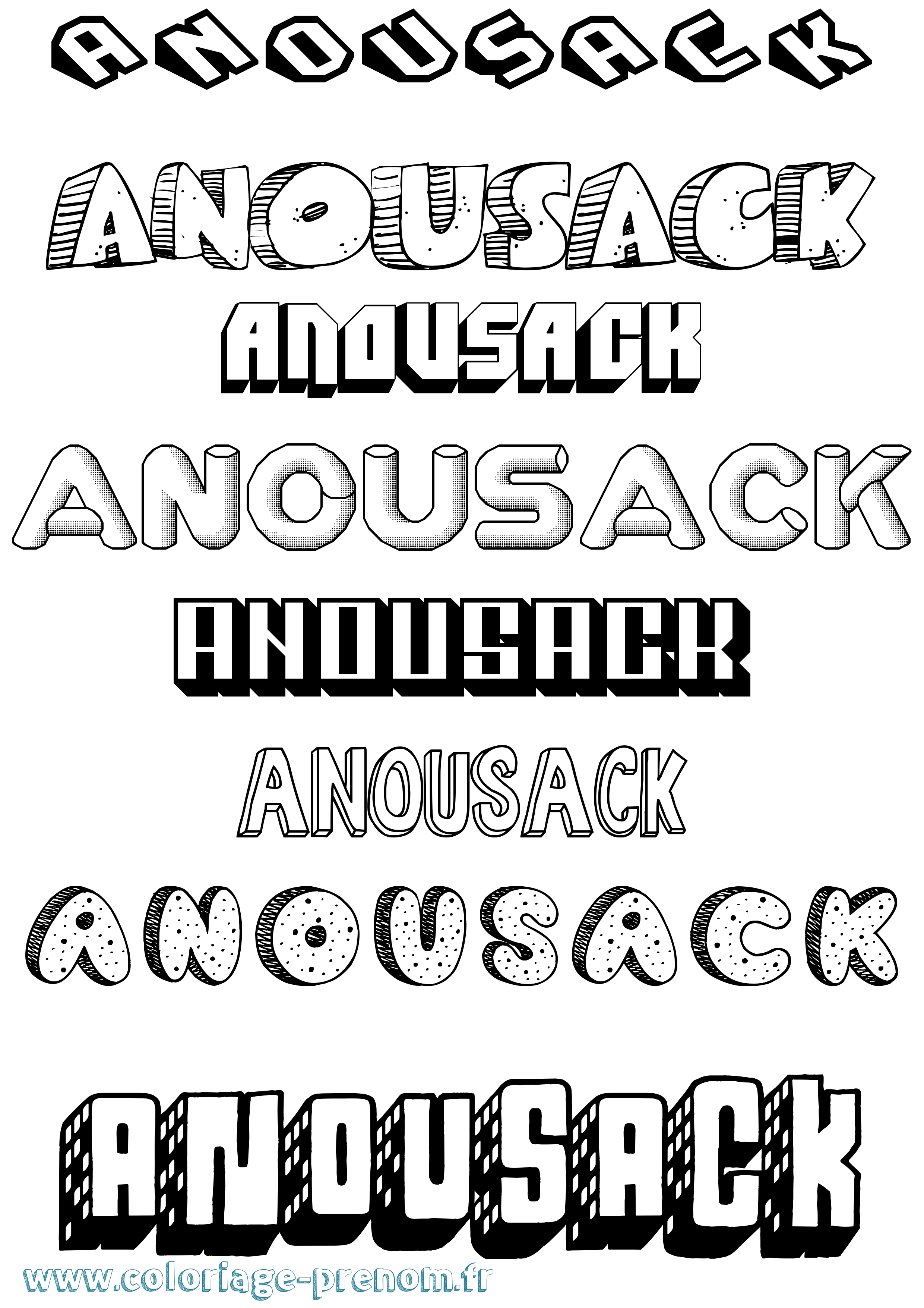Coloriage Anousack Effet 3D Coloriage prénom Anousack Effet 3D