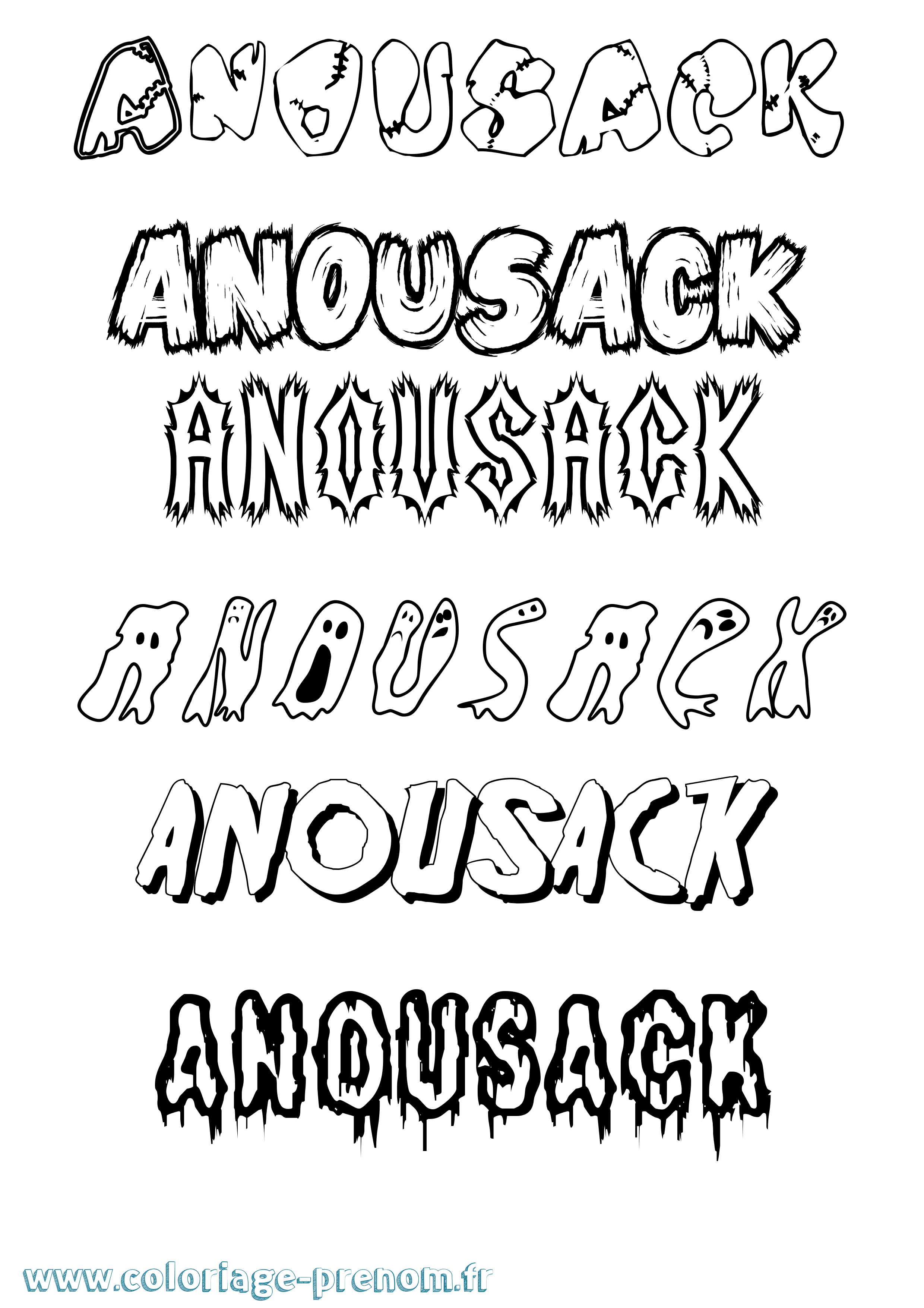 Coloriage Anousack Frisson Coloriage prénom Anousack Frisson
