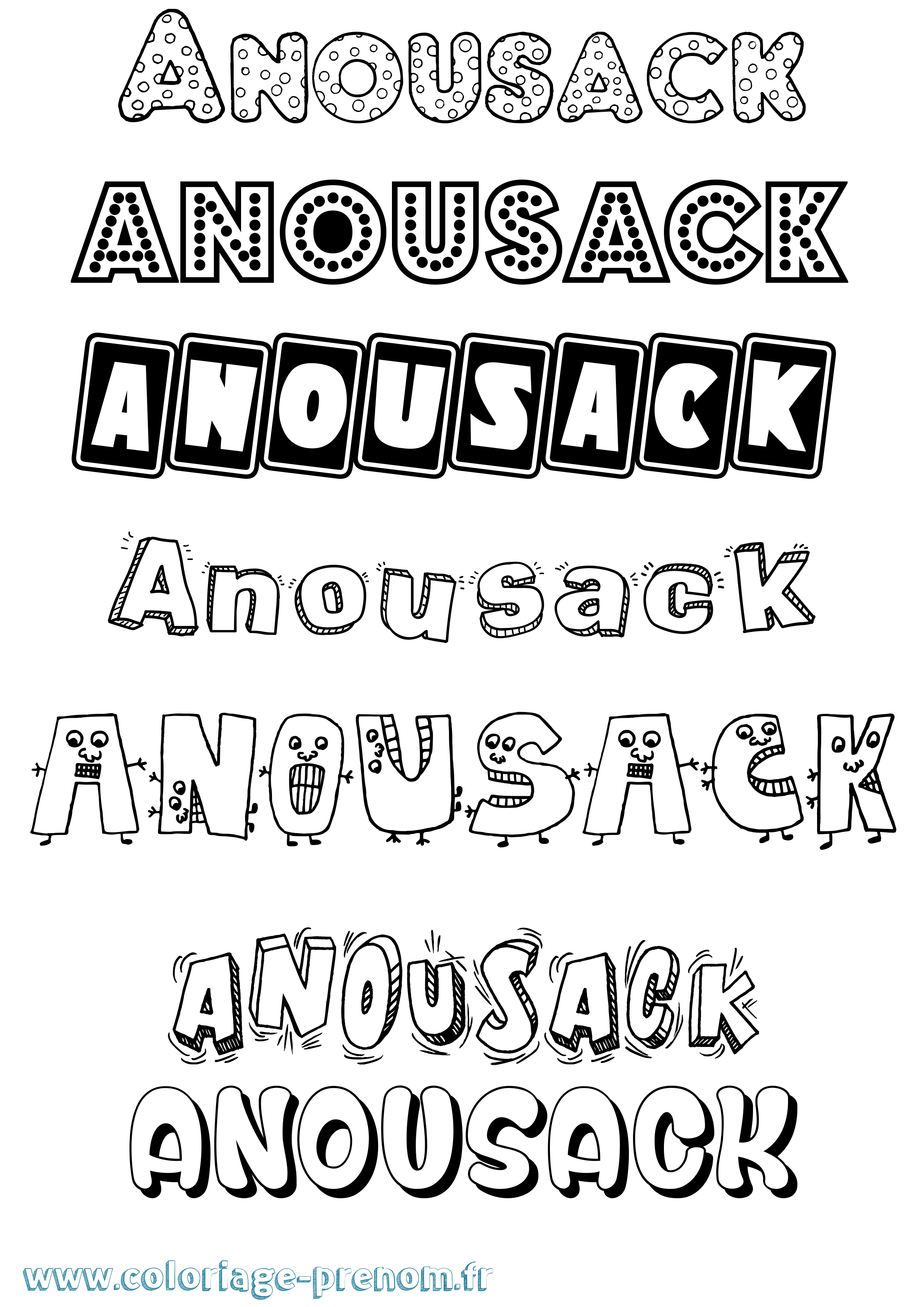Coloriage Anousack Fun Coloriage prénom Anousack Fun
