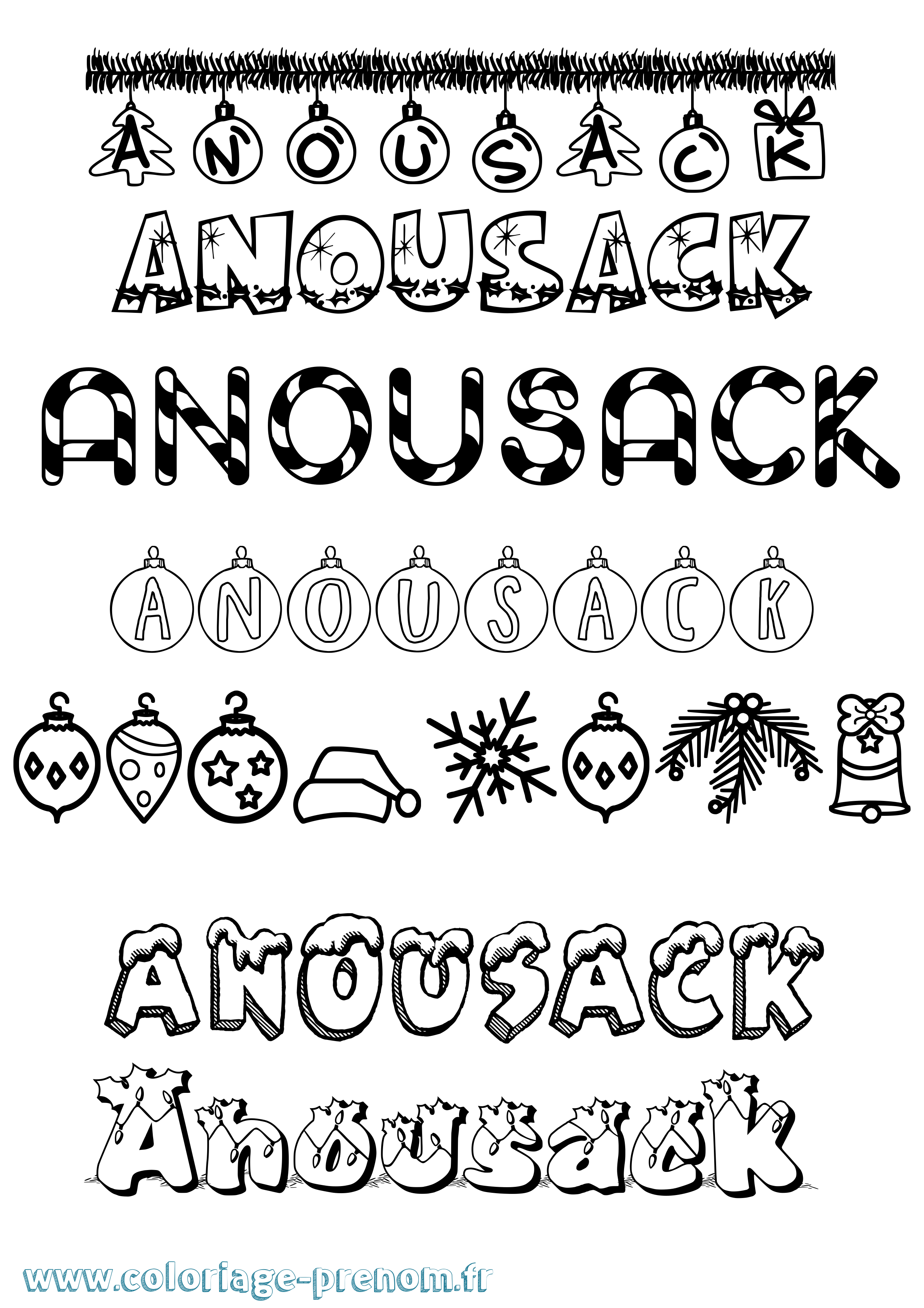 Coloriage Anousack Noël Coloriage prénom Anousack Noël