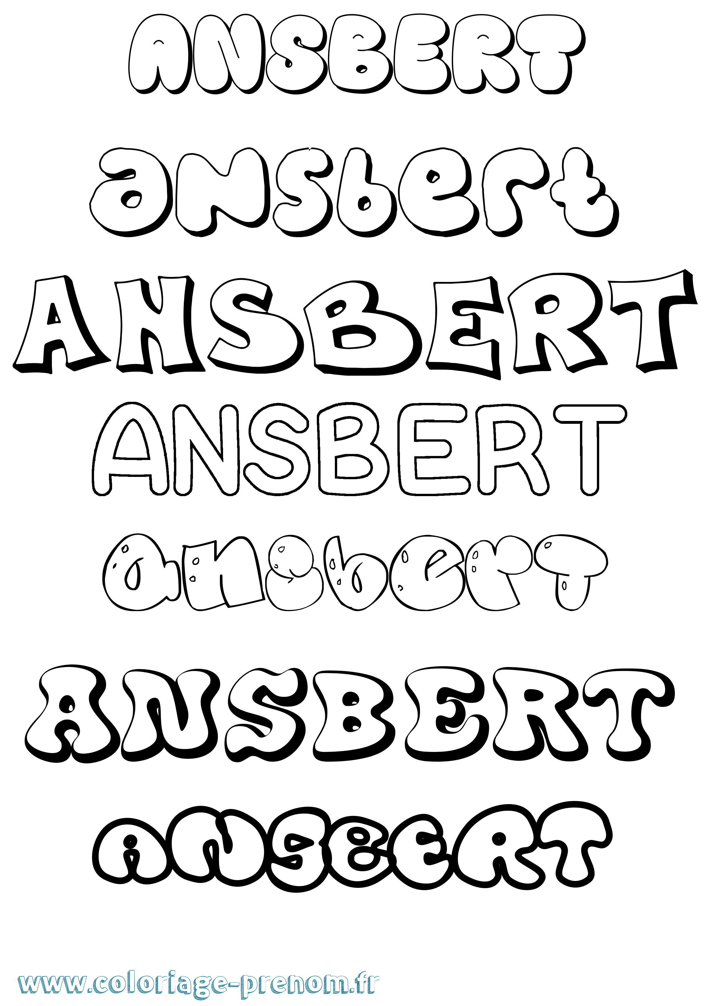 Coloriage Ansbert Bubble Coloriage prénom Ansbert Bubble