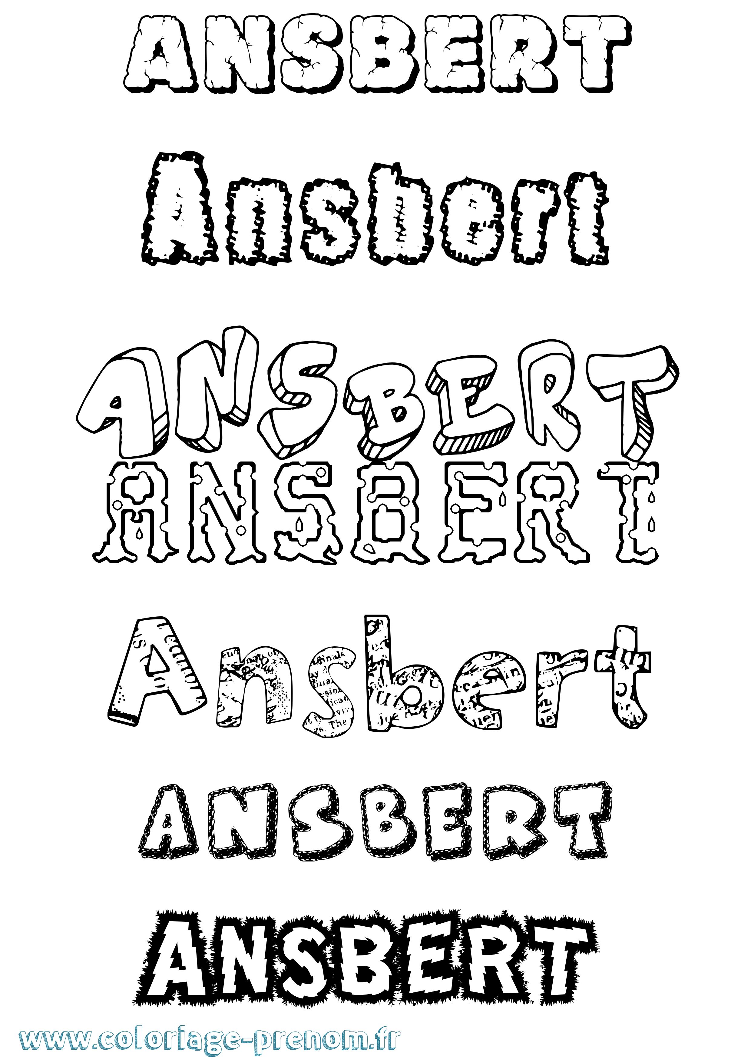 Coloriage Ansbert Destructuré Coloriage prénom Ansbert Destructuré