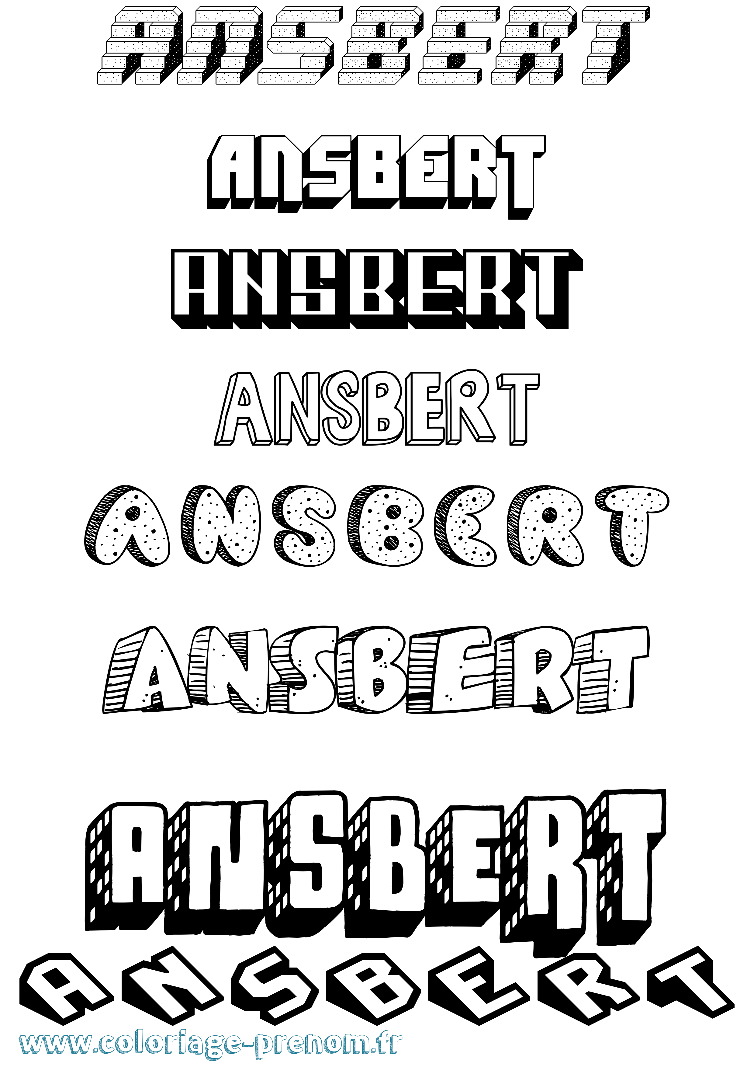 Coloriage Ansbert Effet 3D Coloriage prénom Ansbert Effet 3D