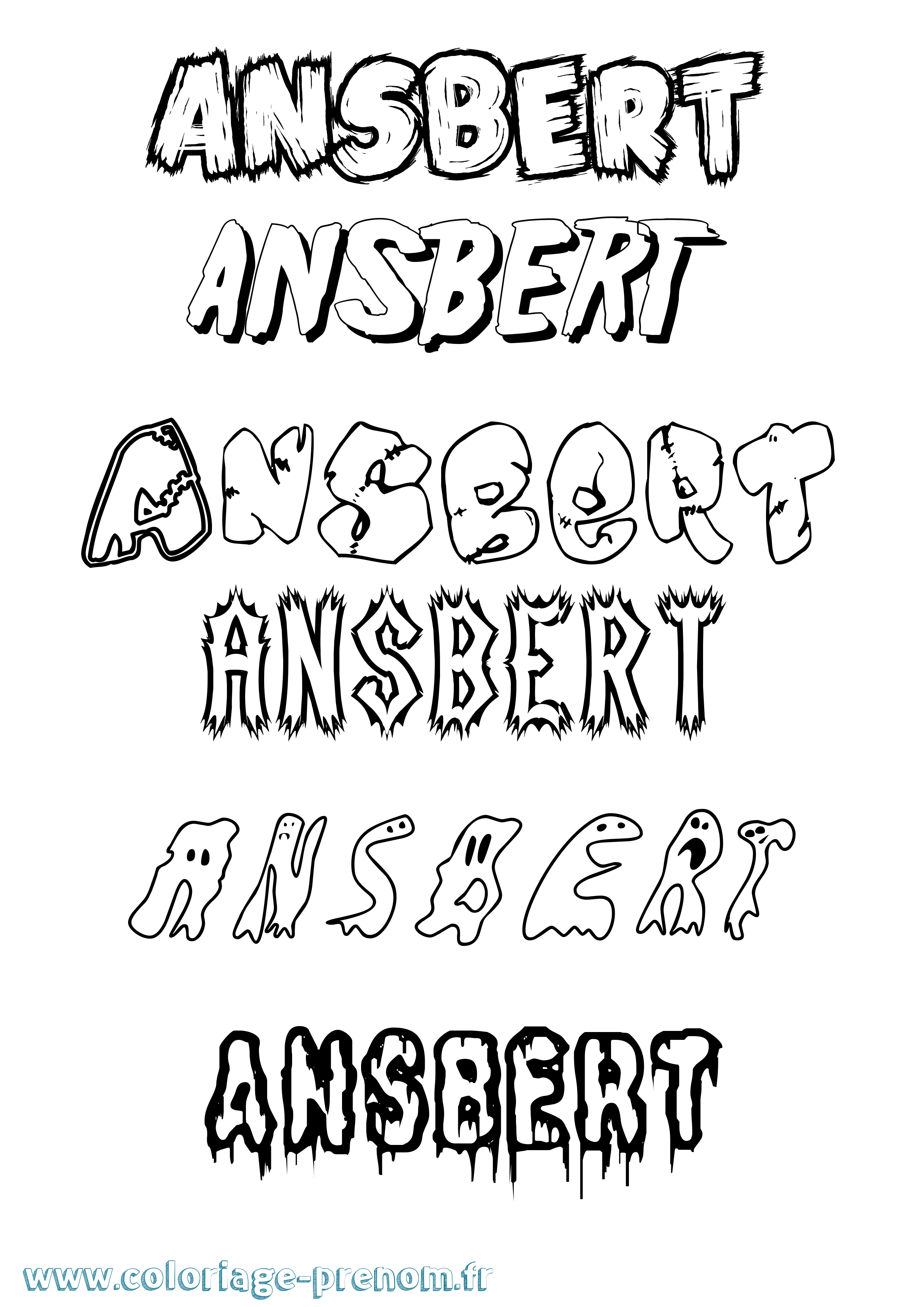 Coloriage Ansbert Frisson Coloriage prénom Ansbert Frisson