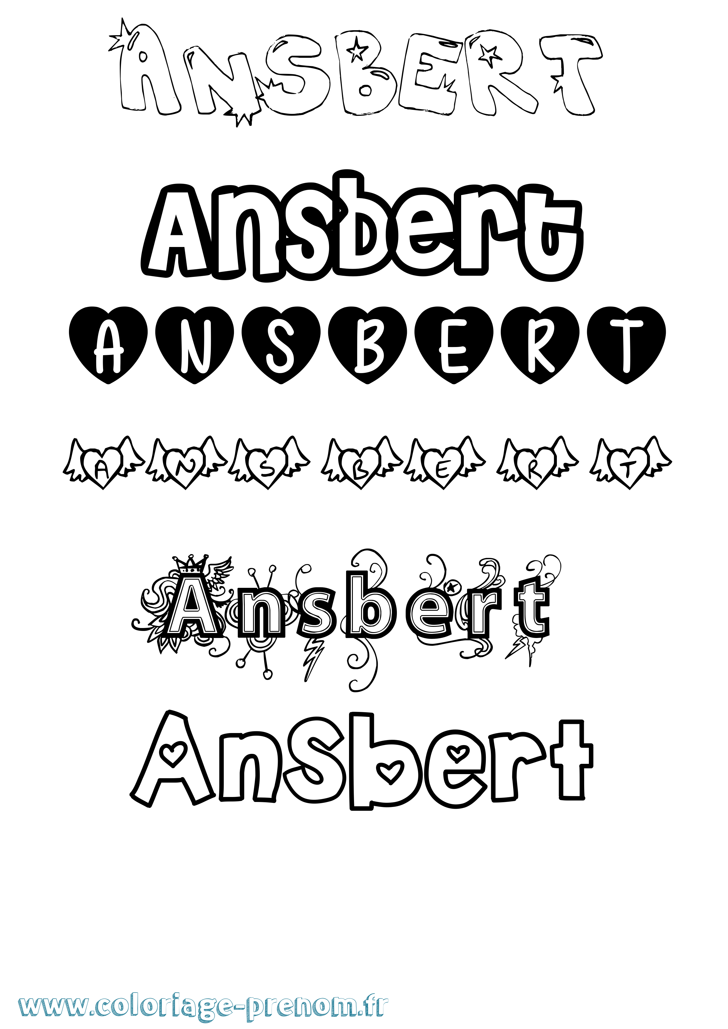 Coloriage Ansbert Girly Coloriage prénom Ansbert Girly