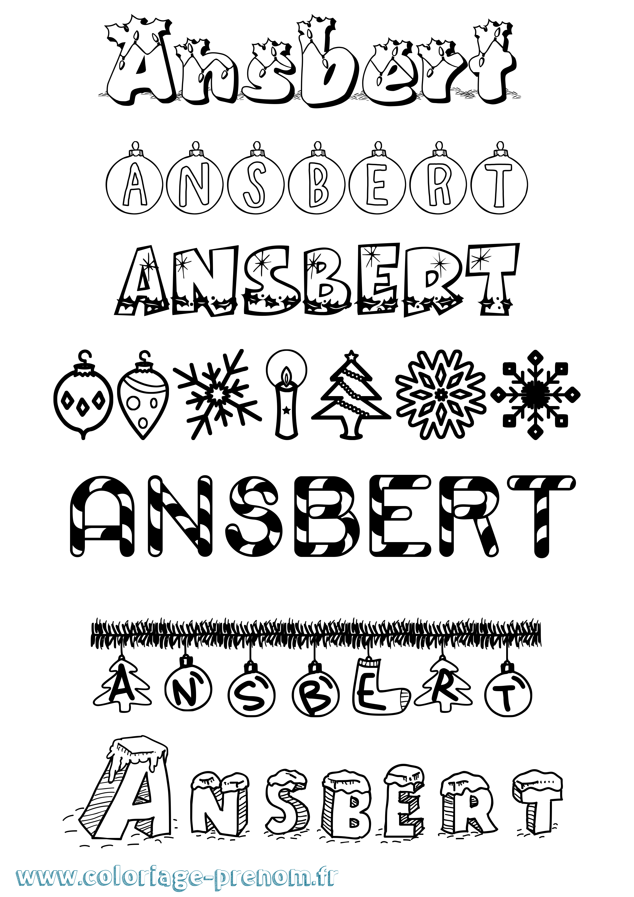 Coloriage Ansbert Noël Coloriage prénom Ansbert Noël