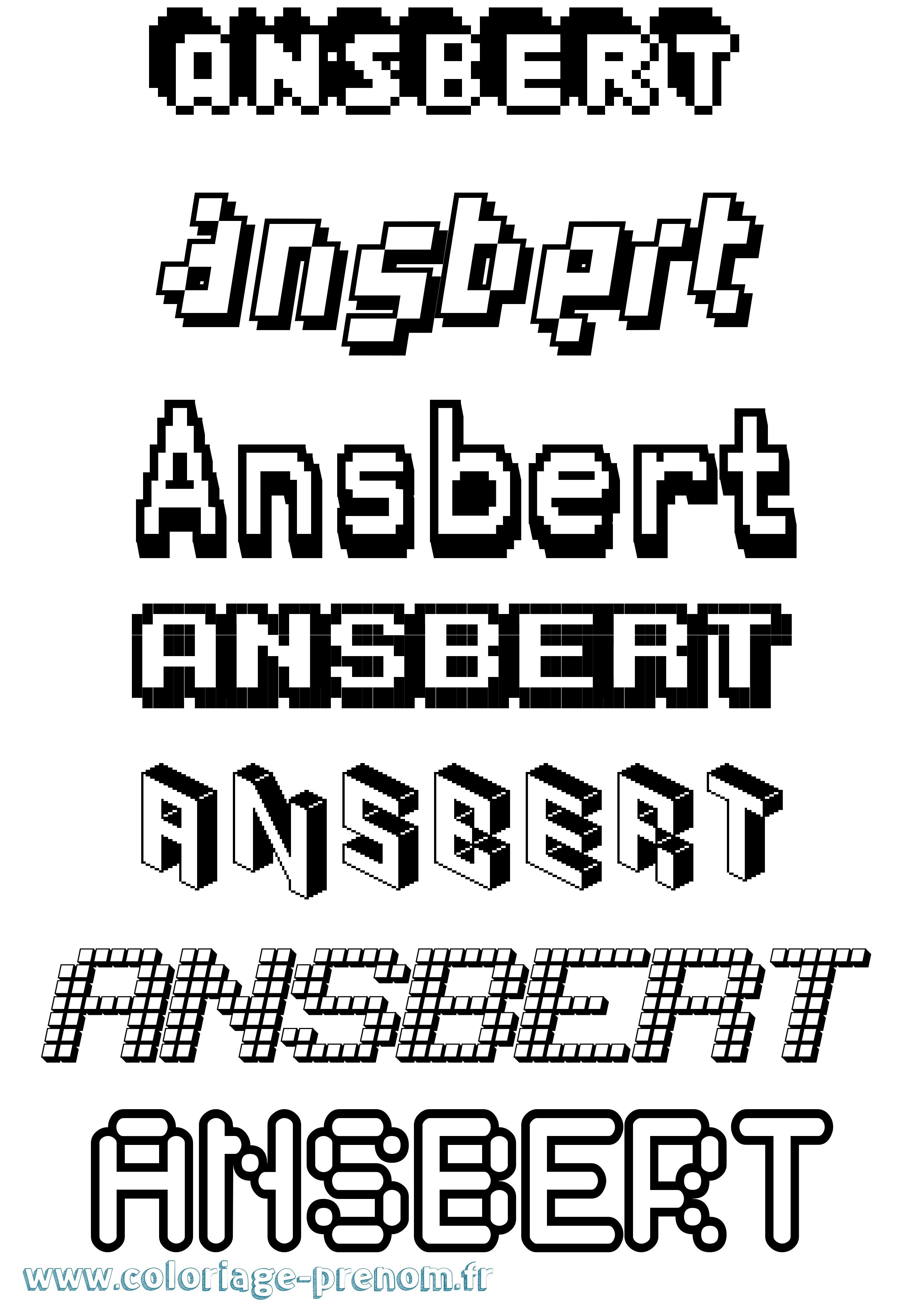 Coloriage Ansbert Pixel Coloriage prénom Ansbert Pixel