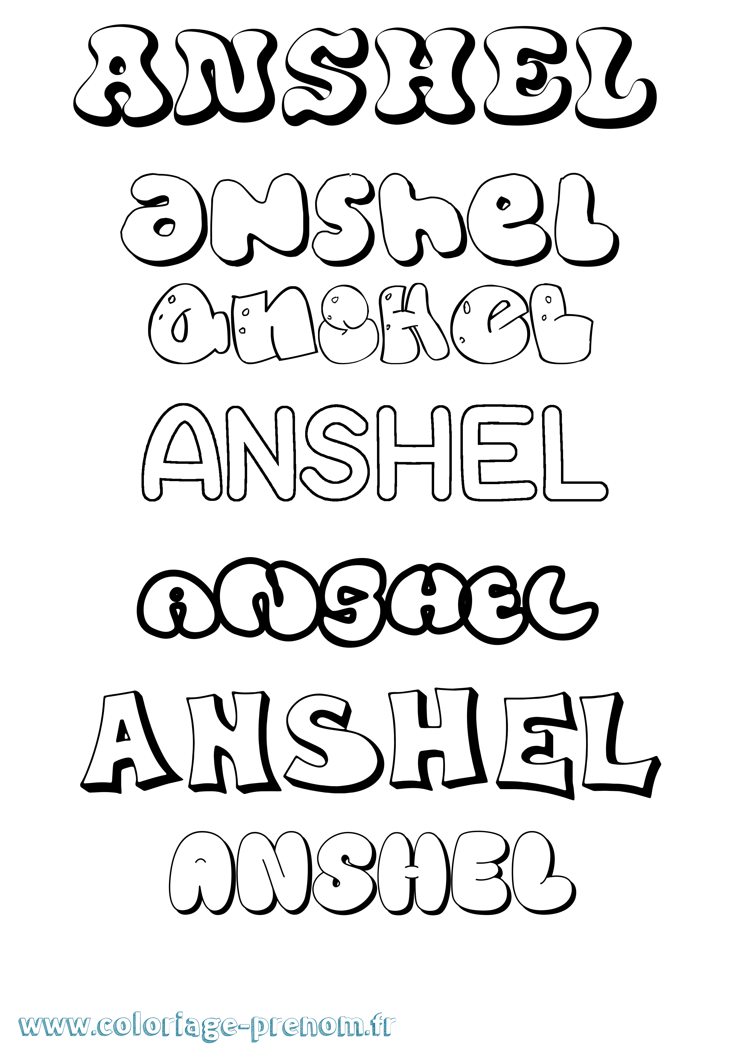 Coloriage Anshel Bubble Coloriage prénom Anshel Bubble