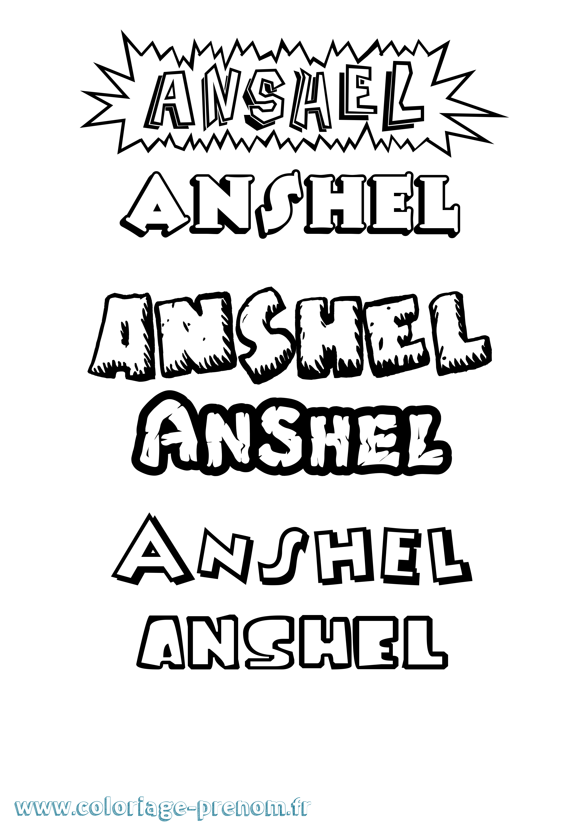 Coloriage Anshel Dessin Animé Coloriage prénom Anshel Dessin Animé