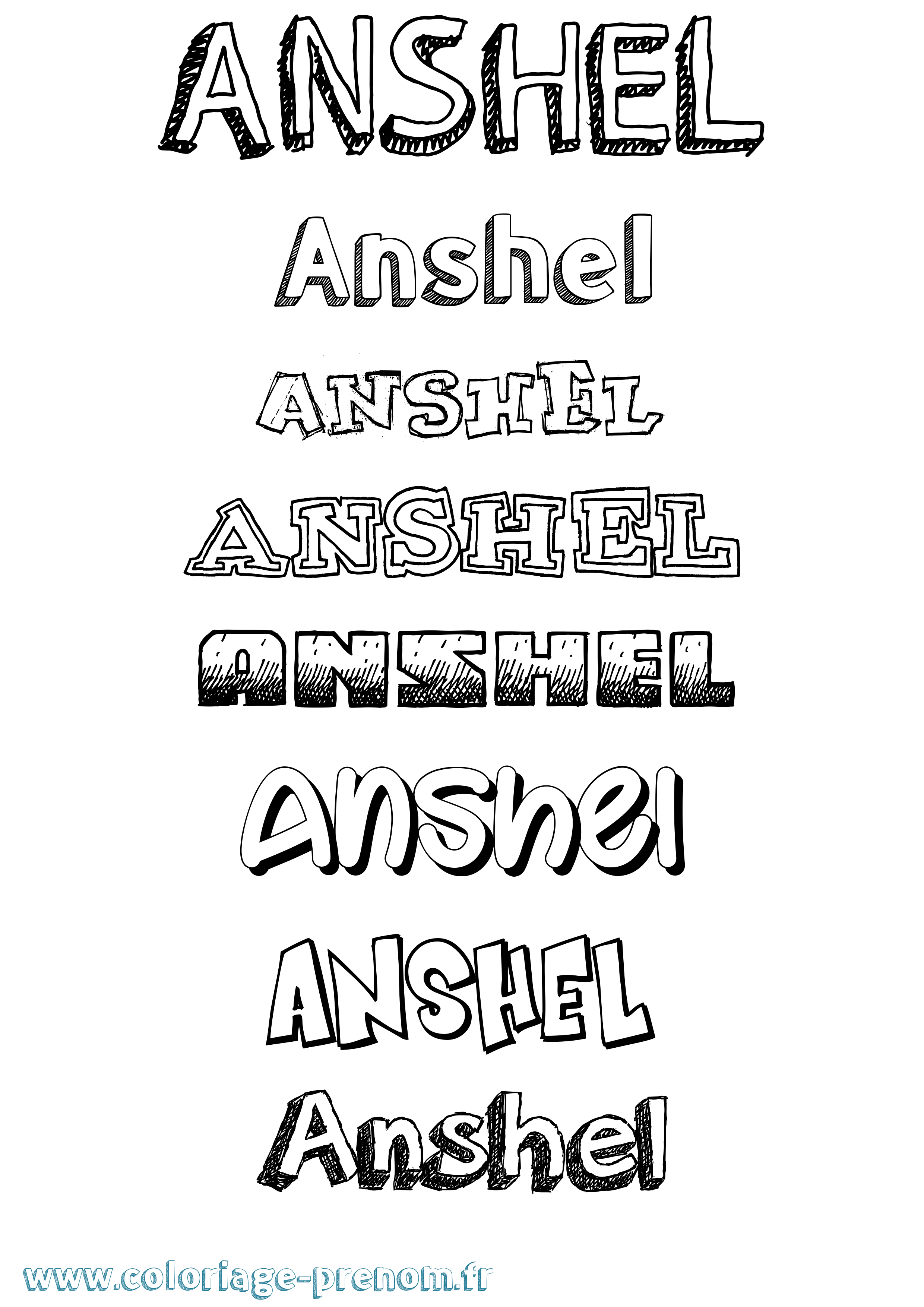 Coloriage Anshel Dessiné Coloriage prénom Anshel Dessiné