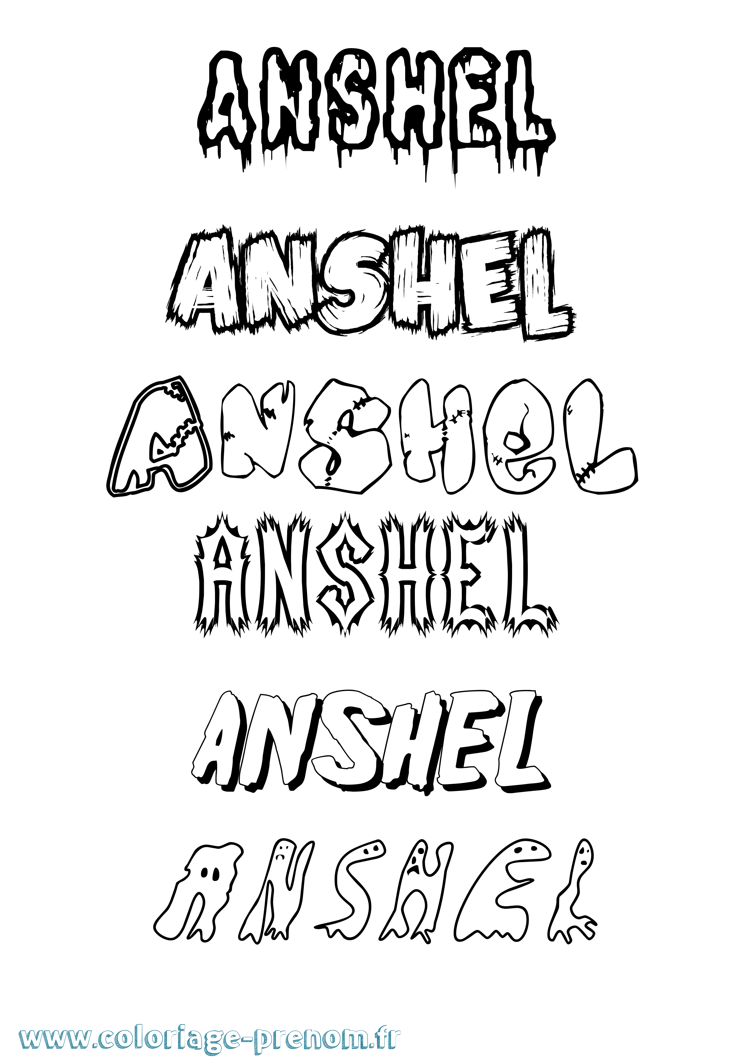 Coloriage Anshel Frisson Coloriage prénom Anshel Frisson