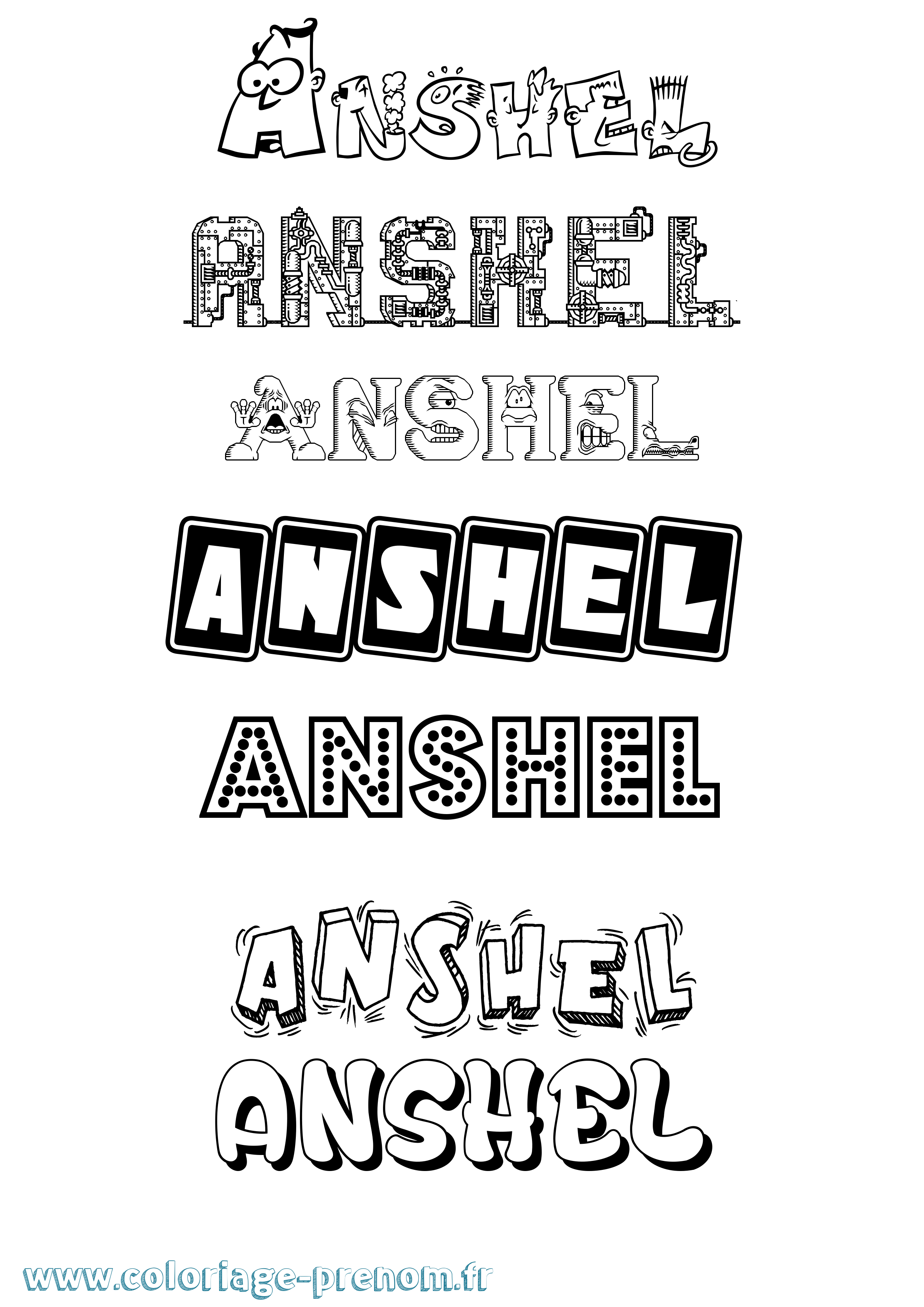 Coloriage Anshel Fun Coloriage prénom Anshel Fun