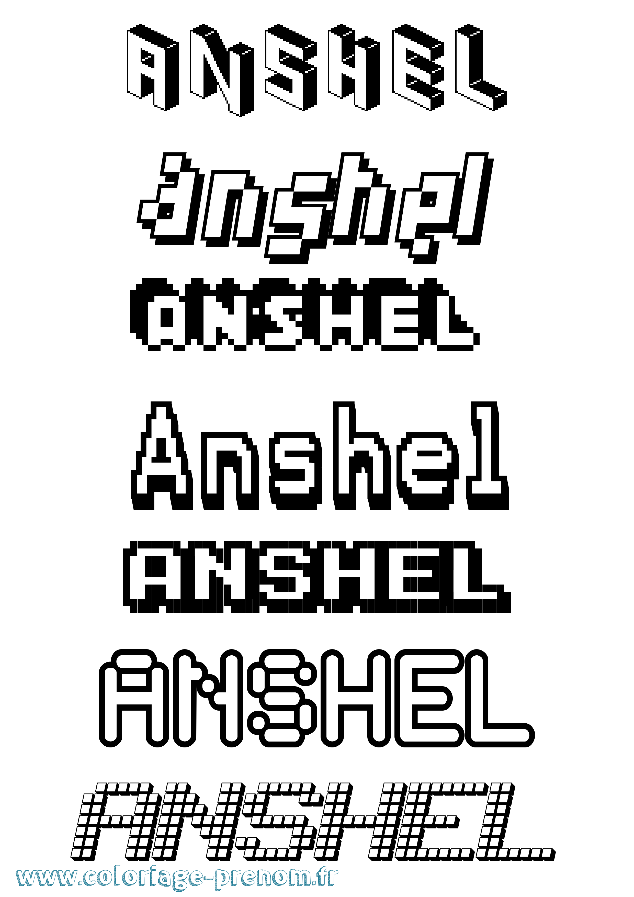 Coloriage Anshel Pixel Coloriage prénom Anshel Pixel