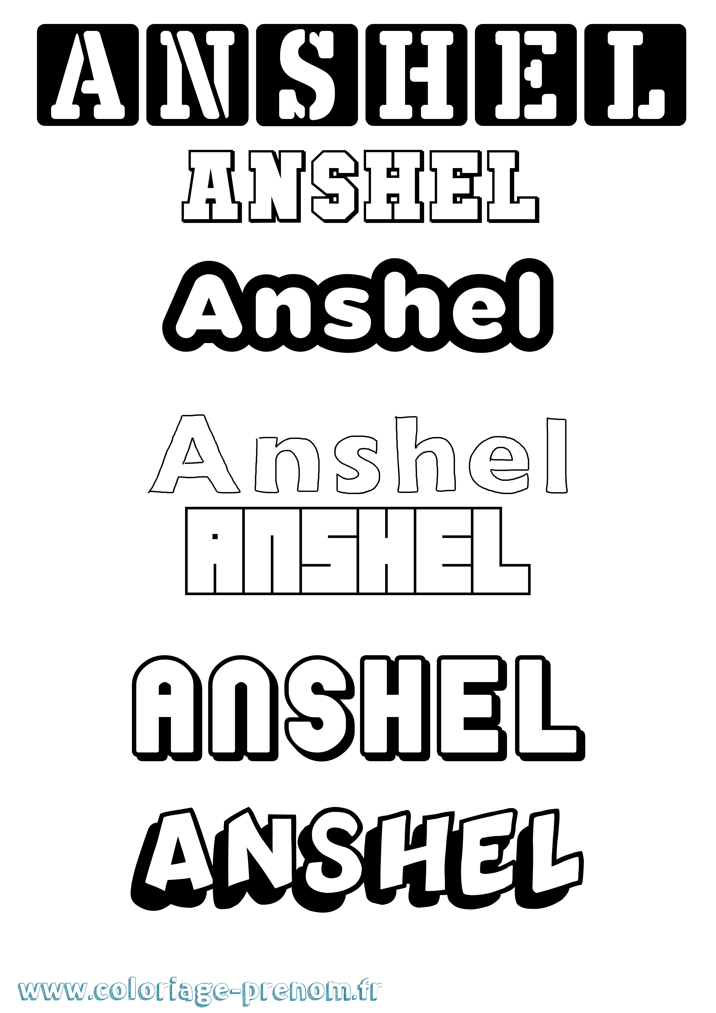 Coloriage Anshel Simple Coloriage prénom Anshel Simple