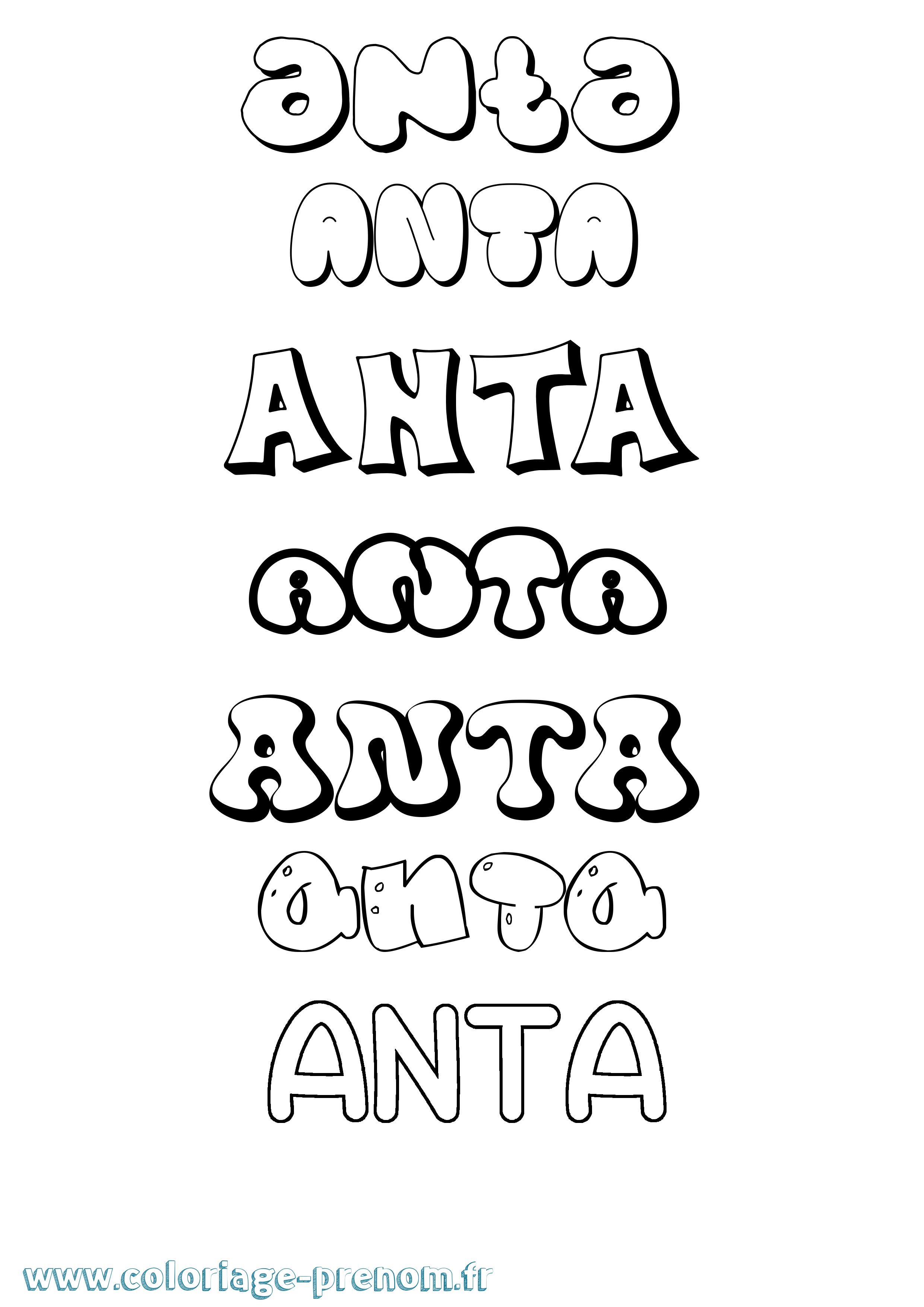 Coloriage Anta Bubble Coloriage prénom Anta Bubble