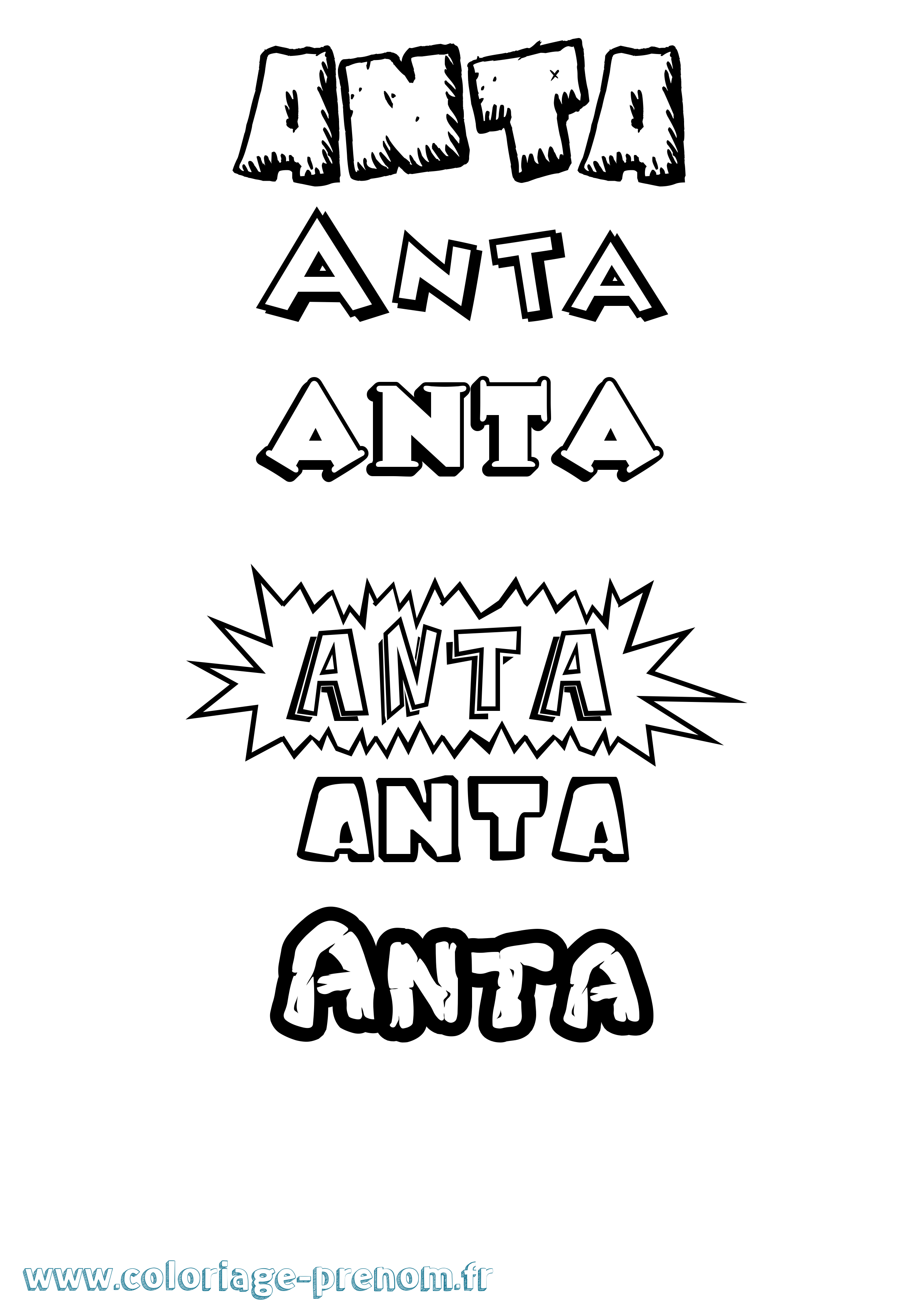 Coloriage Anta Dessin Animé Coloriage prénom Anta Dessin Animé