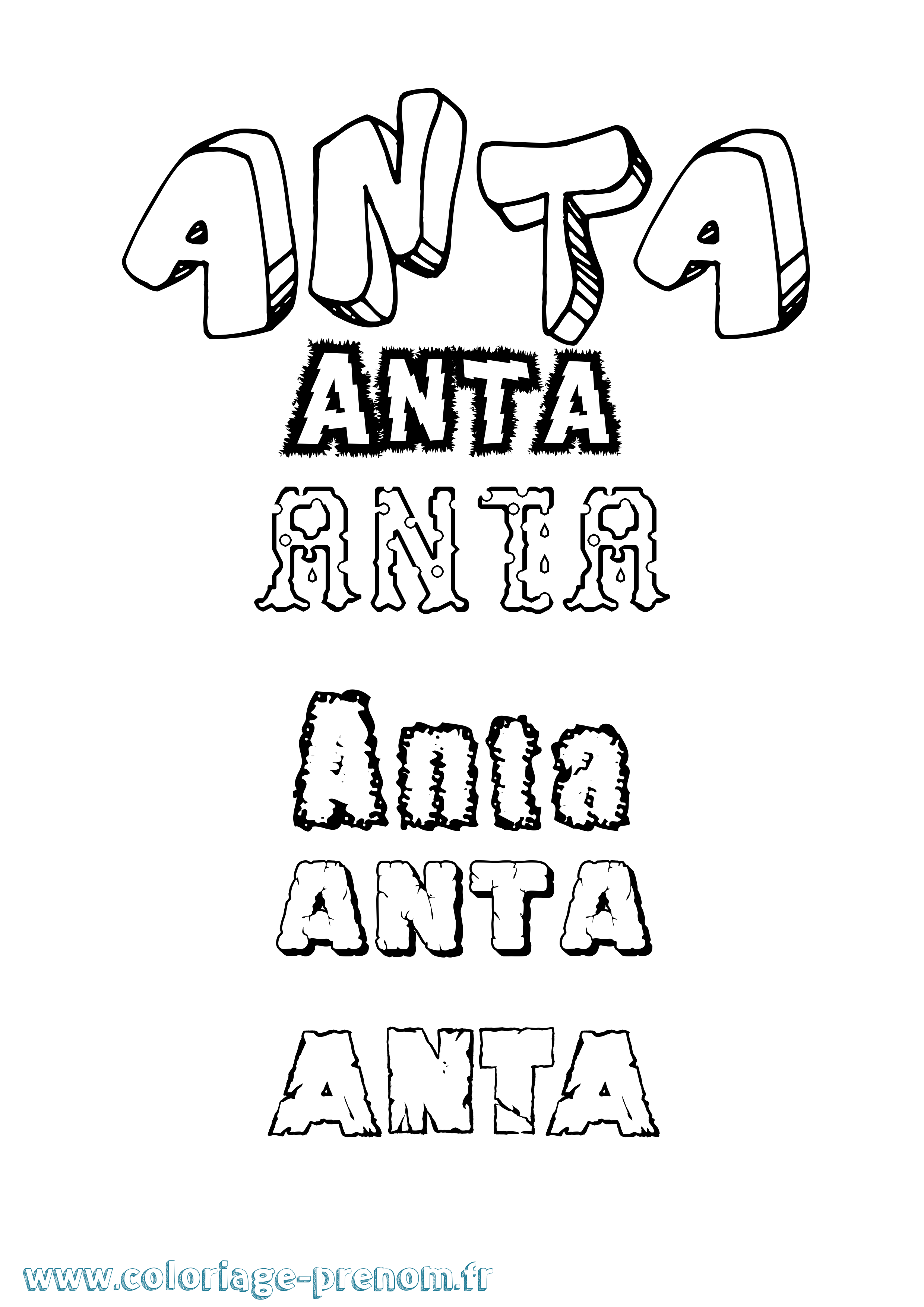 Coloriage Anta Destructuré Coloriage prénom Anta Destructuré