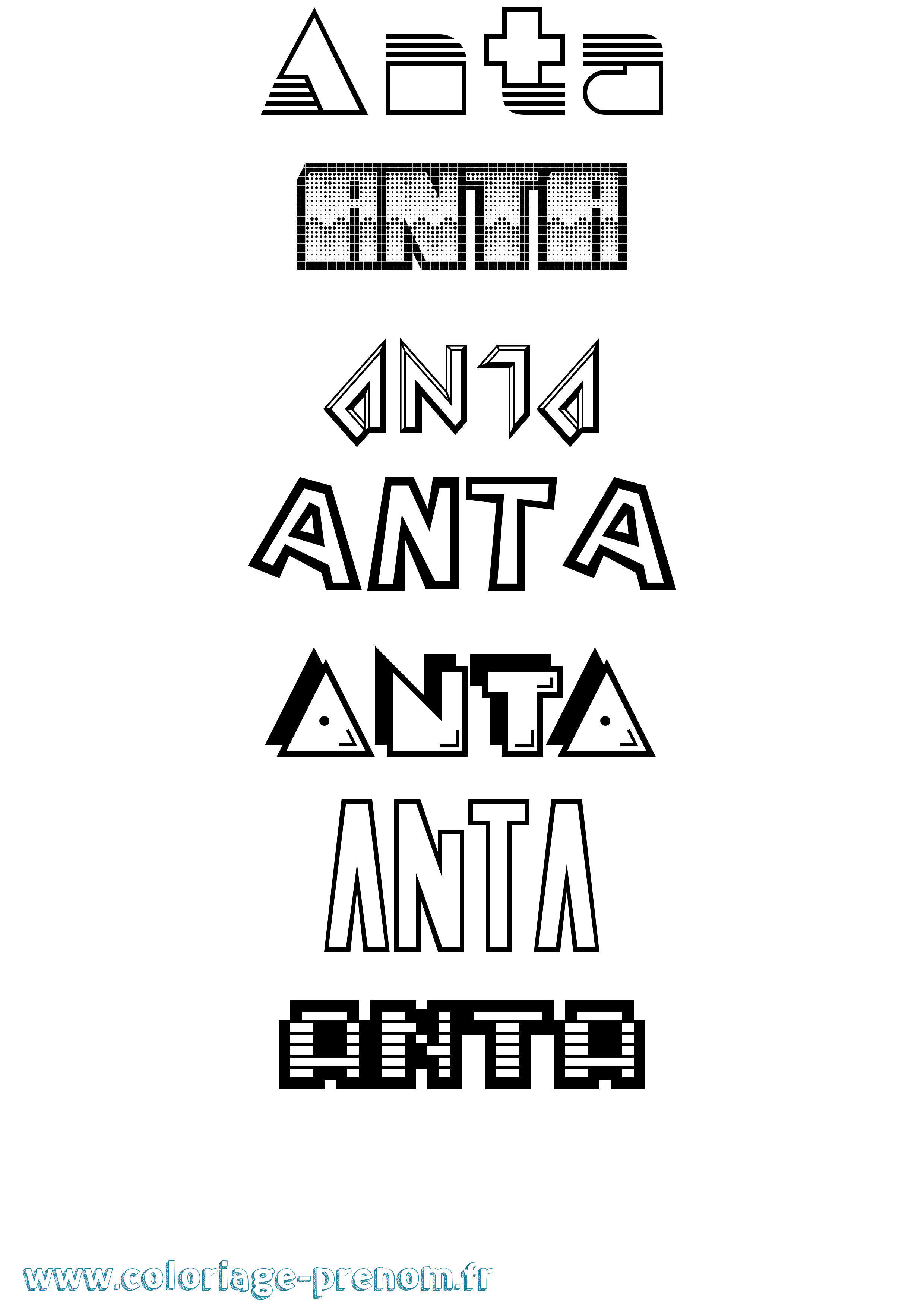 Coloriage Anta Jeux Vidéos Coloriage prénom Anta Jeux Vidéos