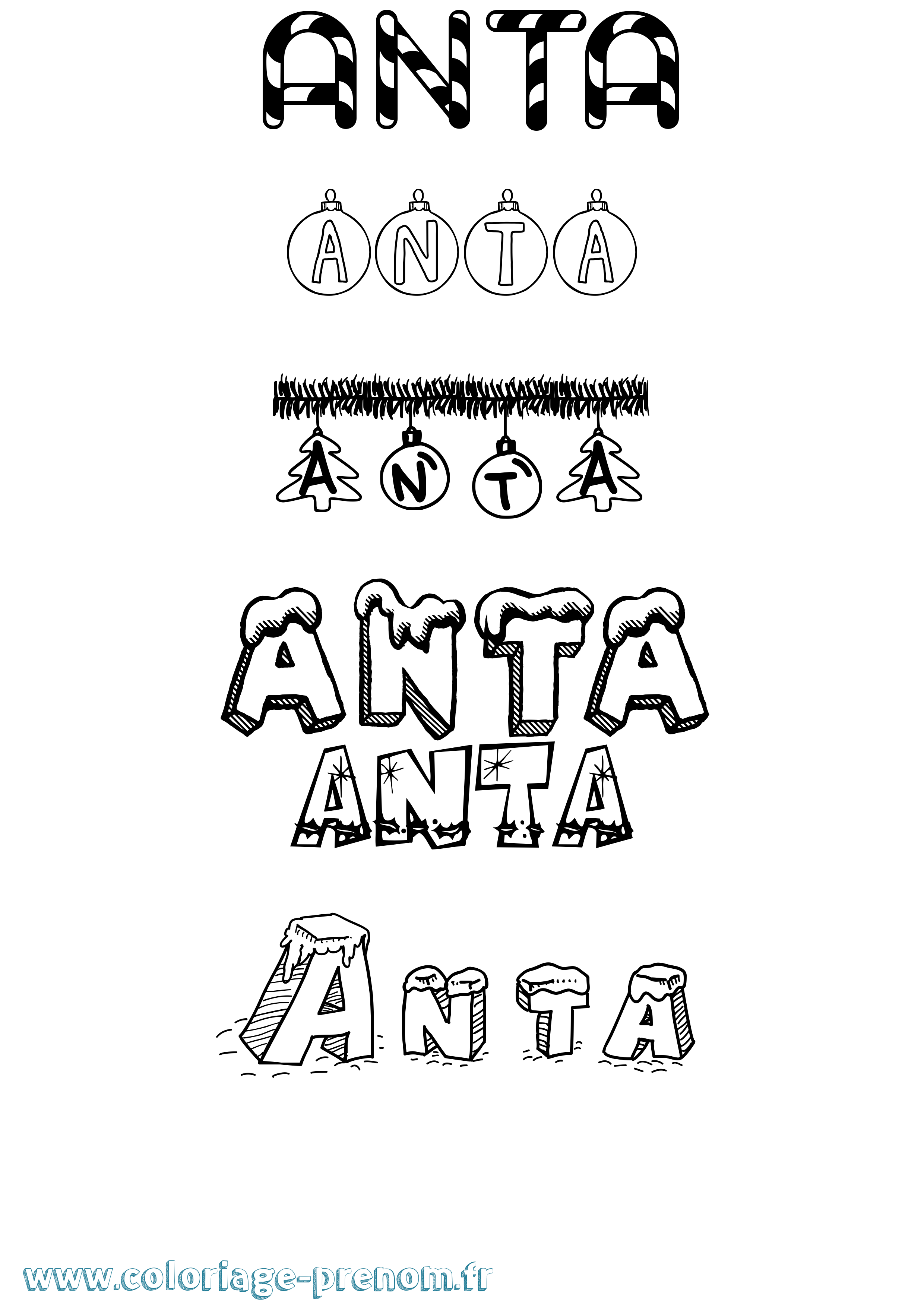 Coloriage Anta Noël Coloriage prénom Anta Noël