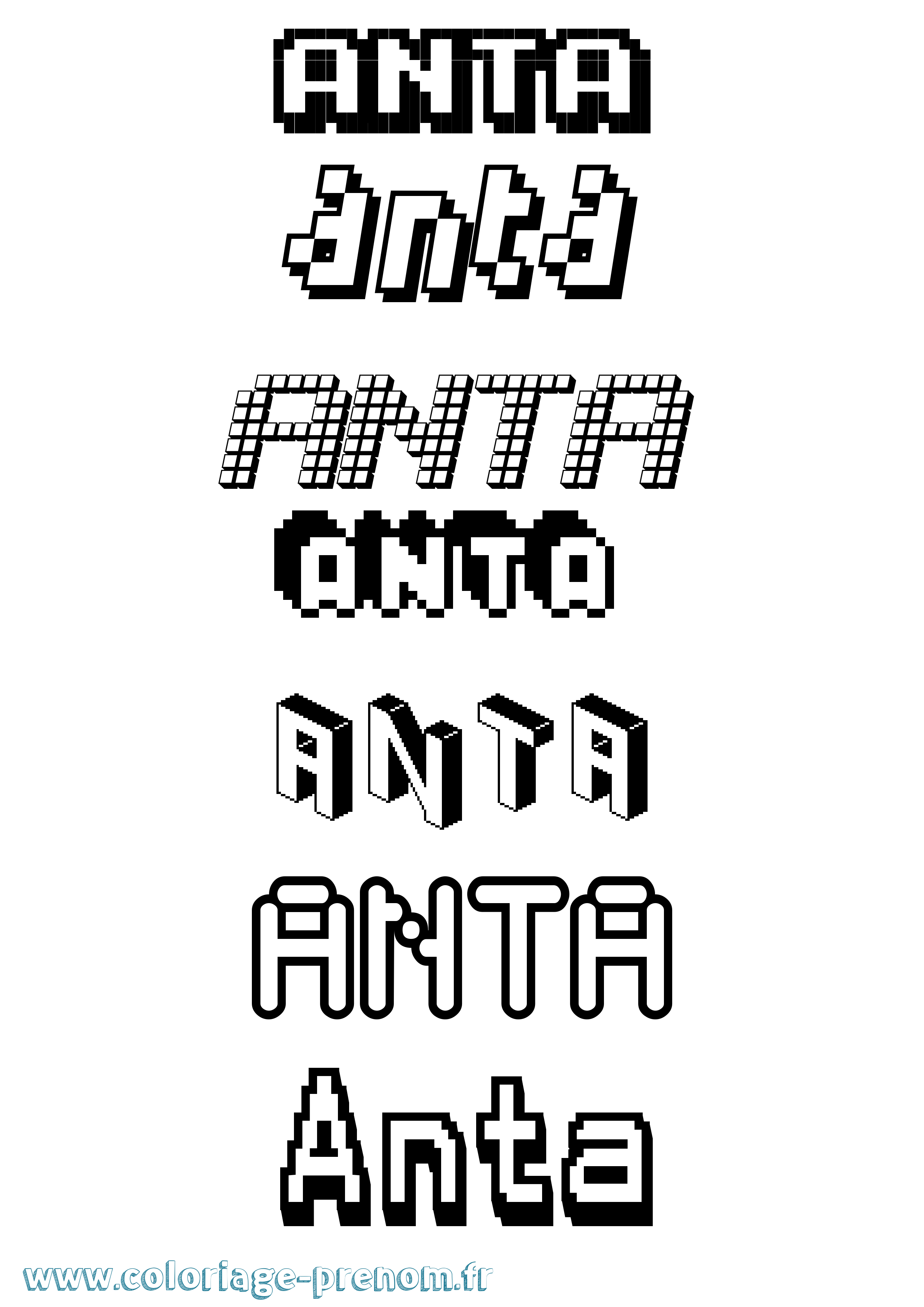 Coloriage Anta Pixel Coloriage prénom Anta Pixel