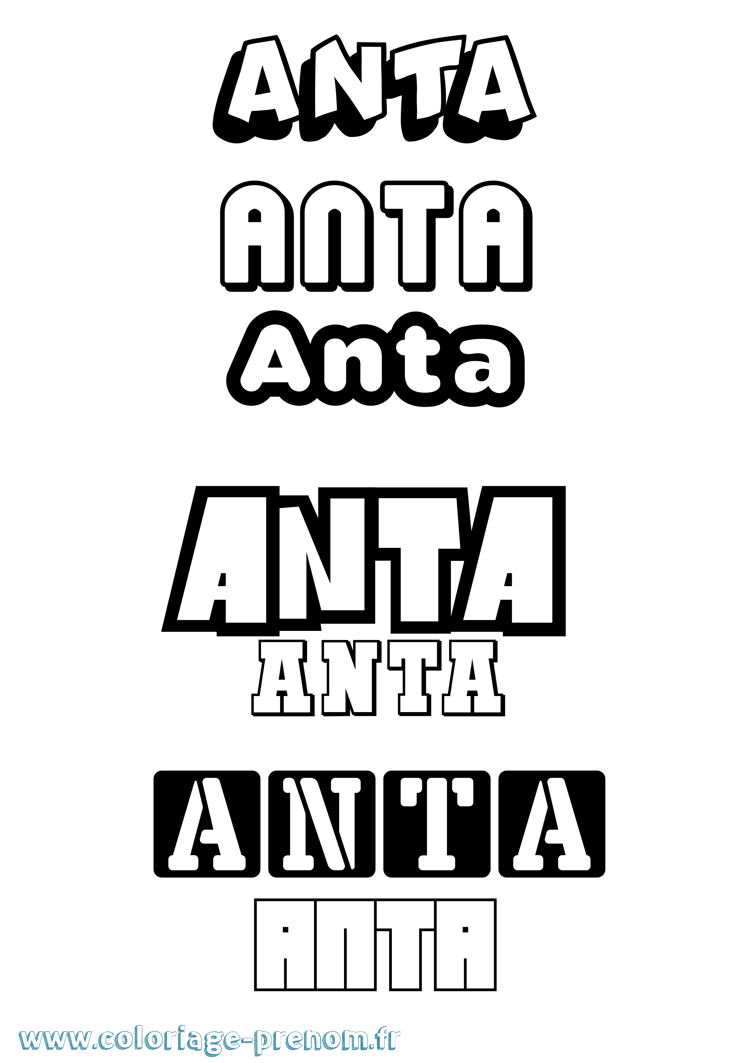 Coloriage Anta Simple Coloriage prénom Anta Simple