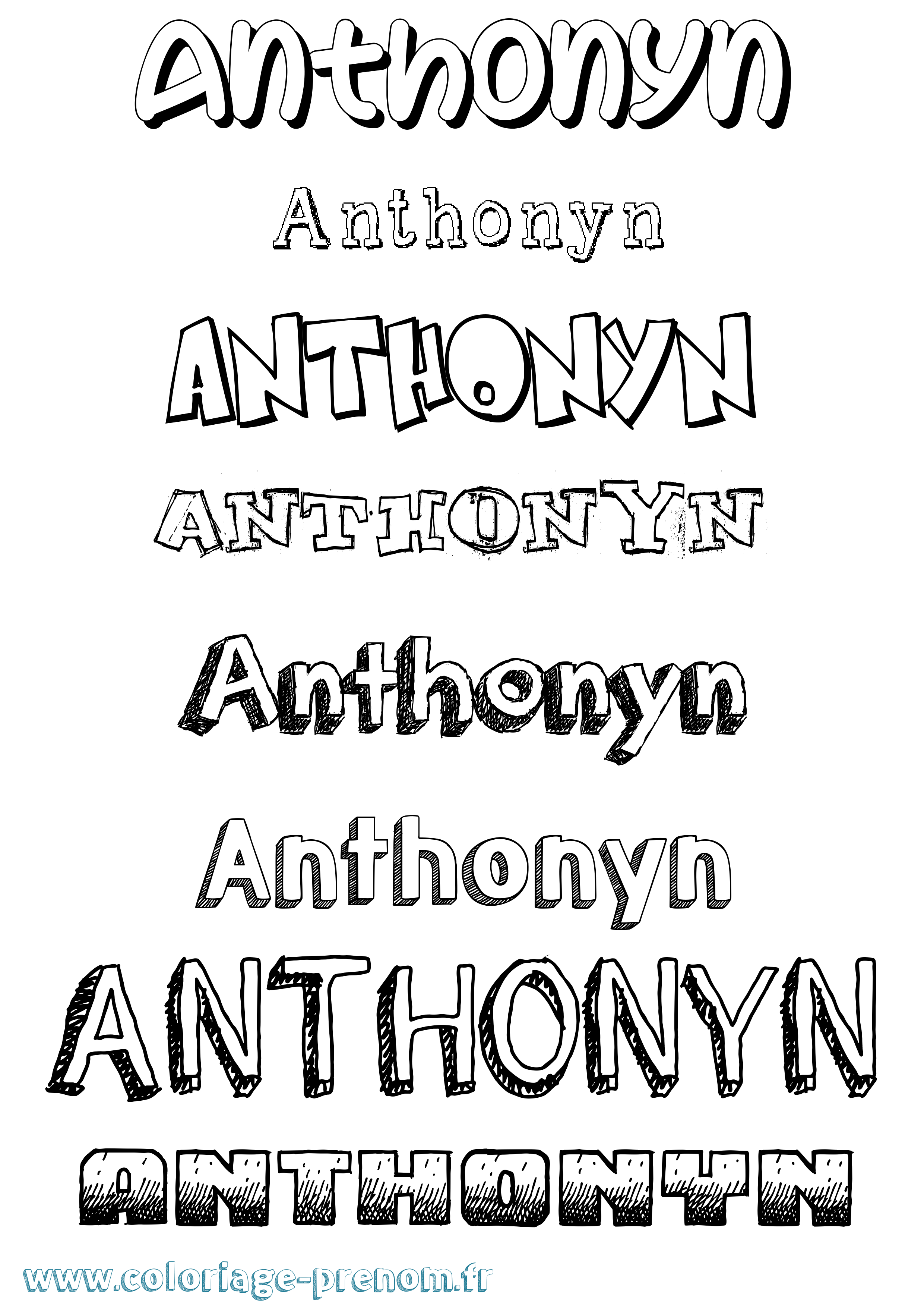 Coloriage Anthonyn Dessiné Coloriage prénom Anthonyn Dessiné