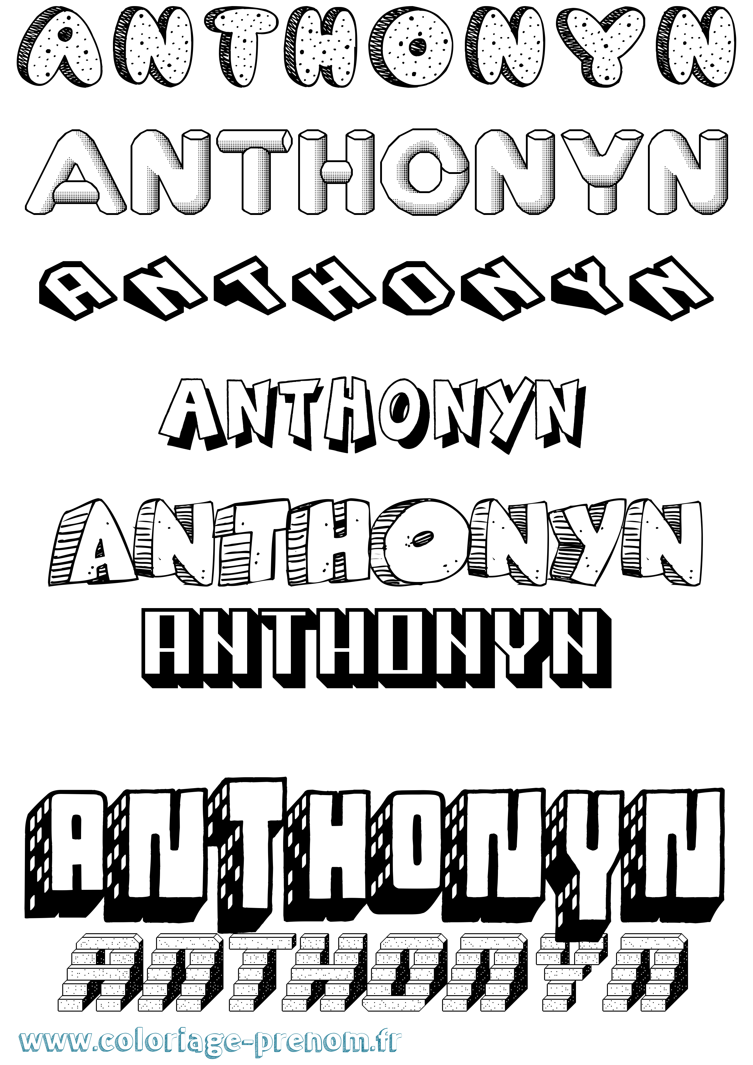 Coloriage Anthonyn Effet 3D Coloriage prénom Anthonyn Effet 3D