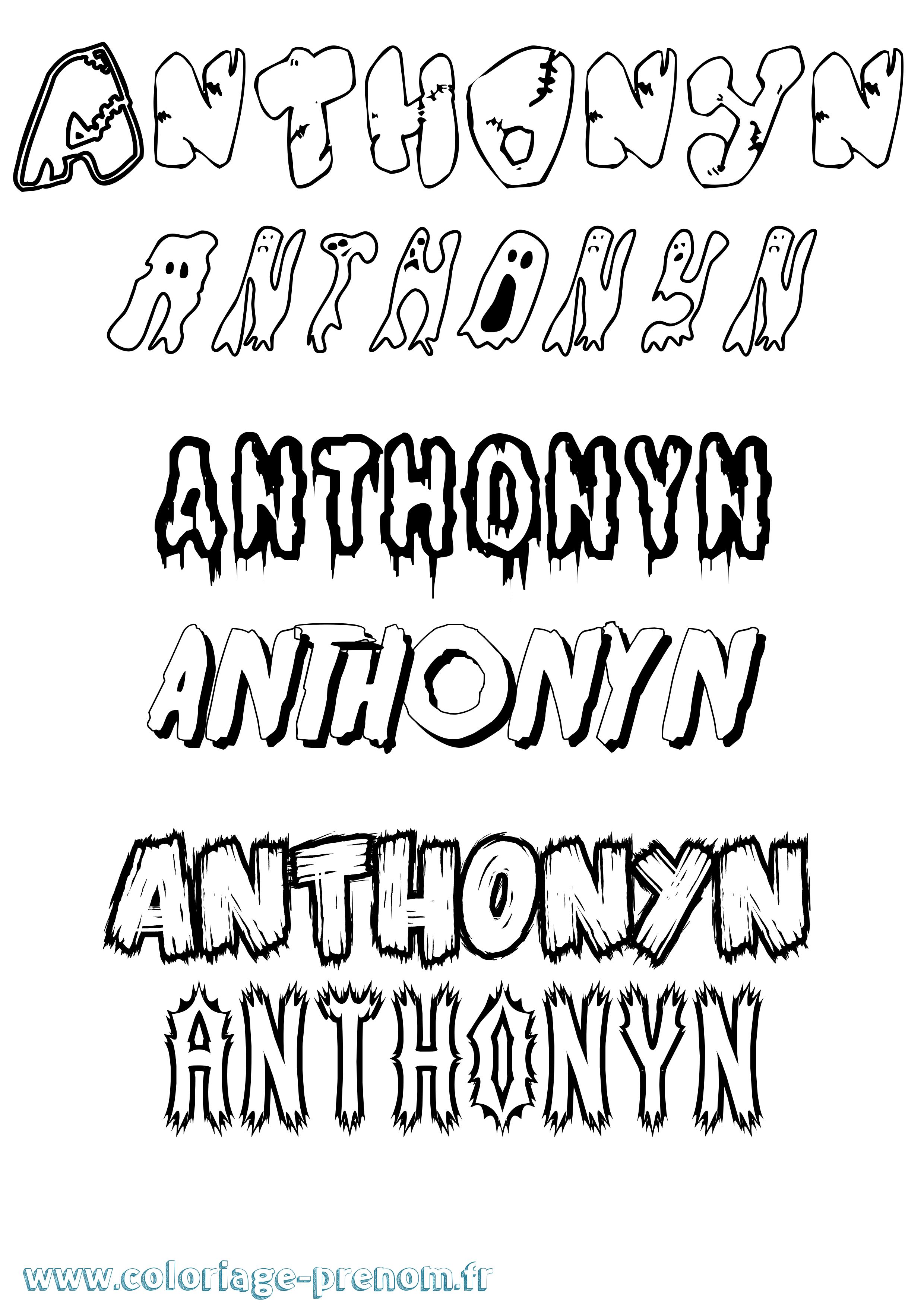 Coloriage Anthonyn Frisson Coloriage prénom Anthonyn Frisson