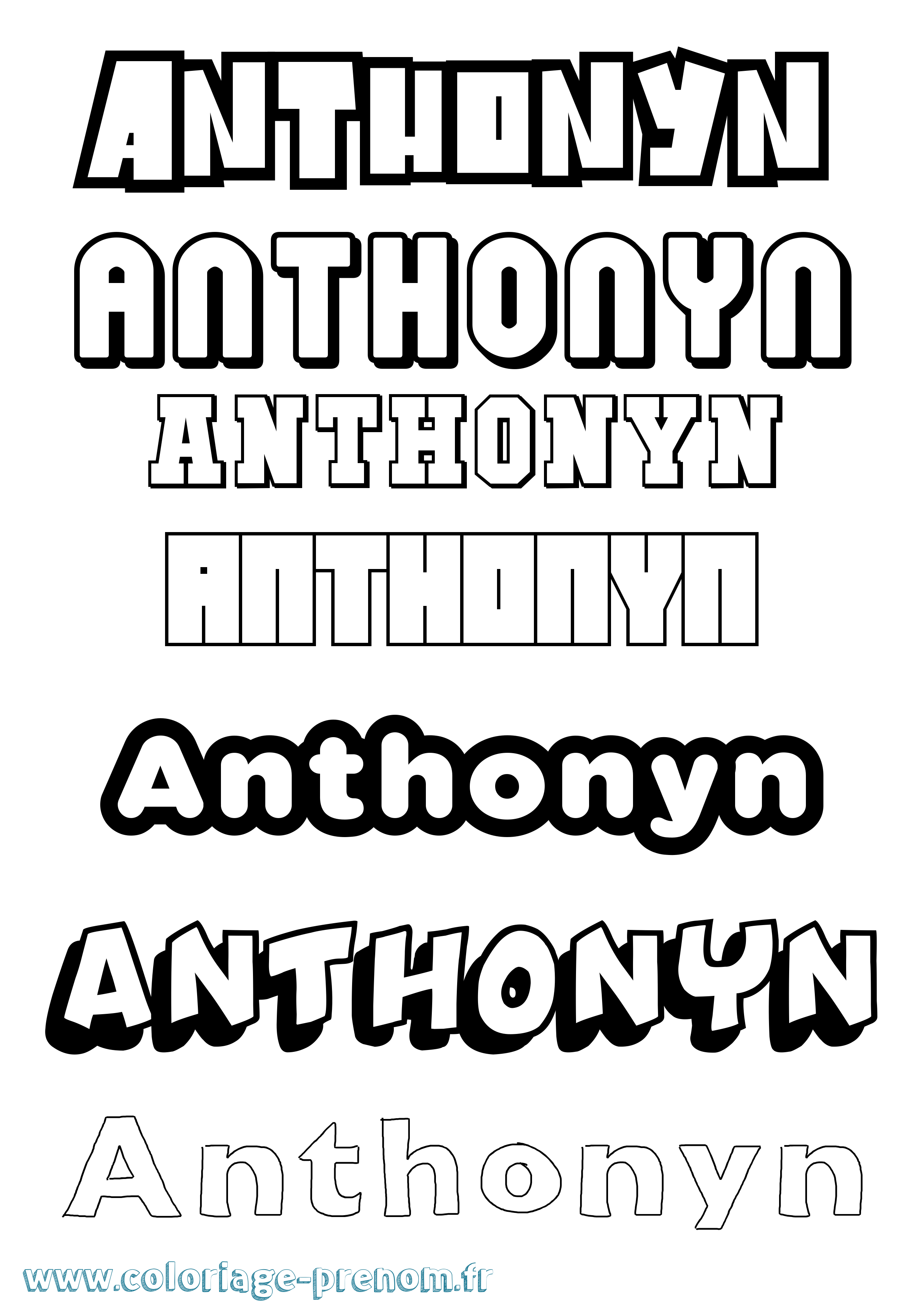 Coloriage Anthonyn Simple Coloriage prénom Anthonyn Simple