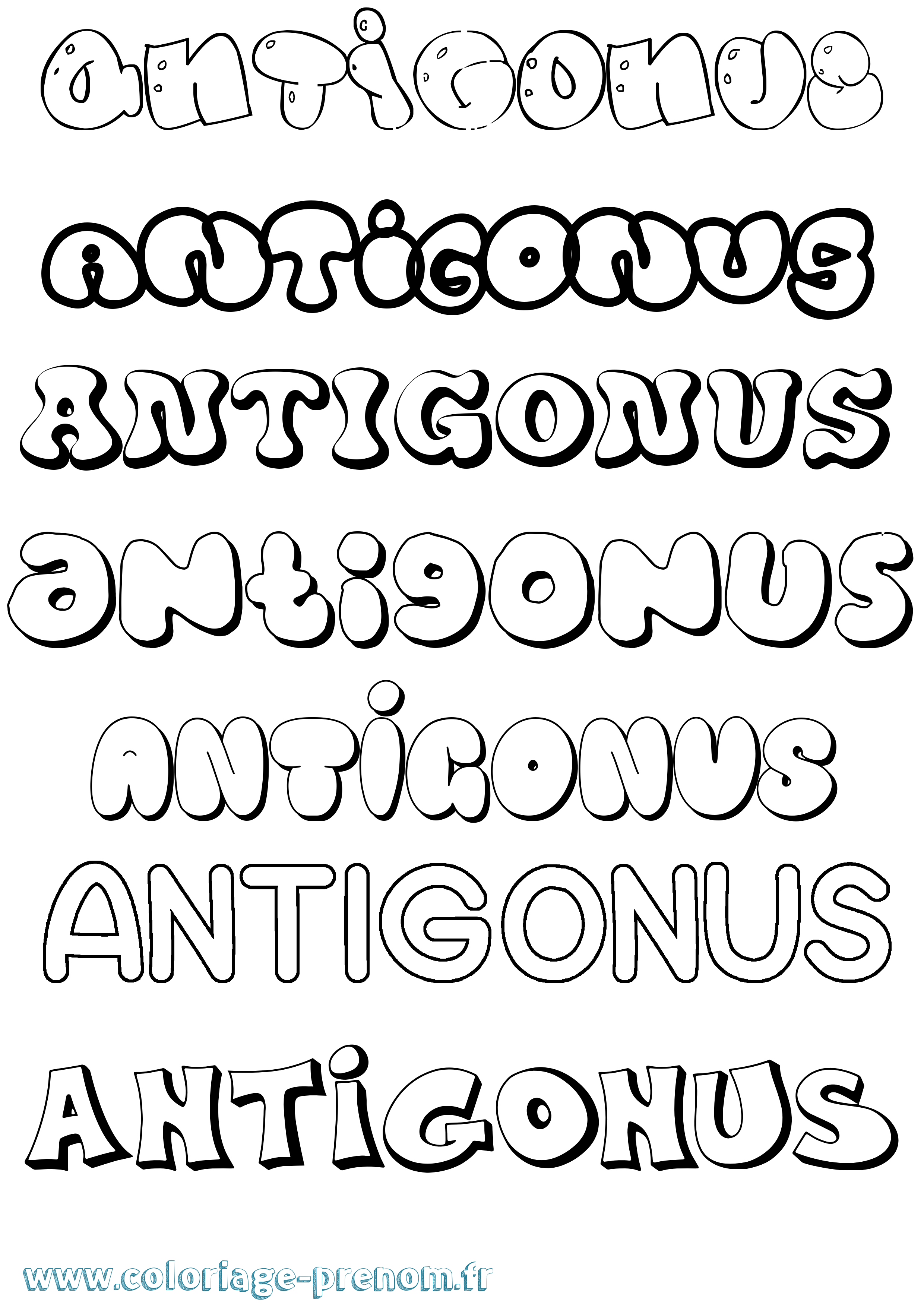 Coloriage Antigonus Bubble Coloriage prénom Antigonus Bubble