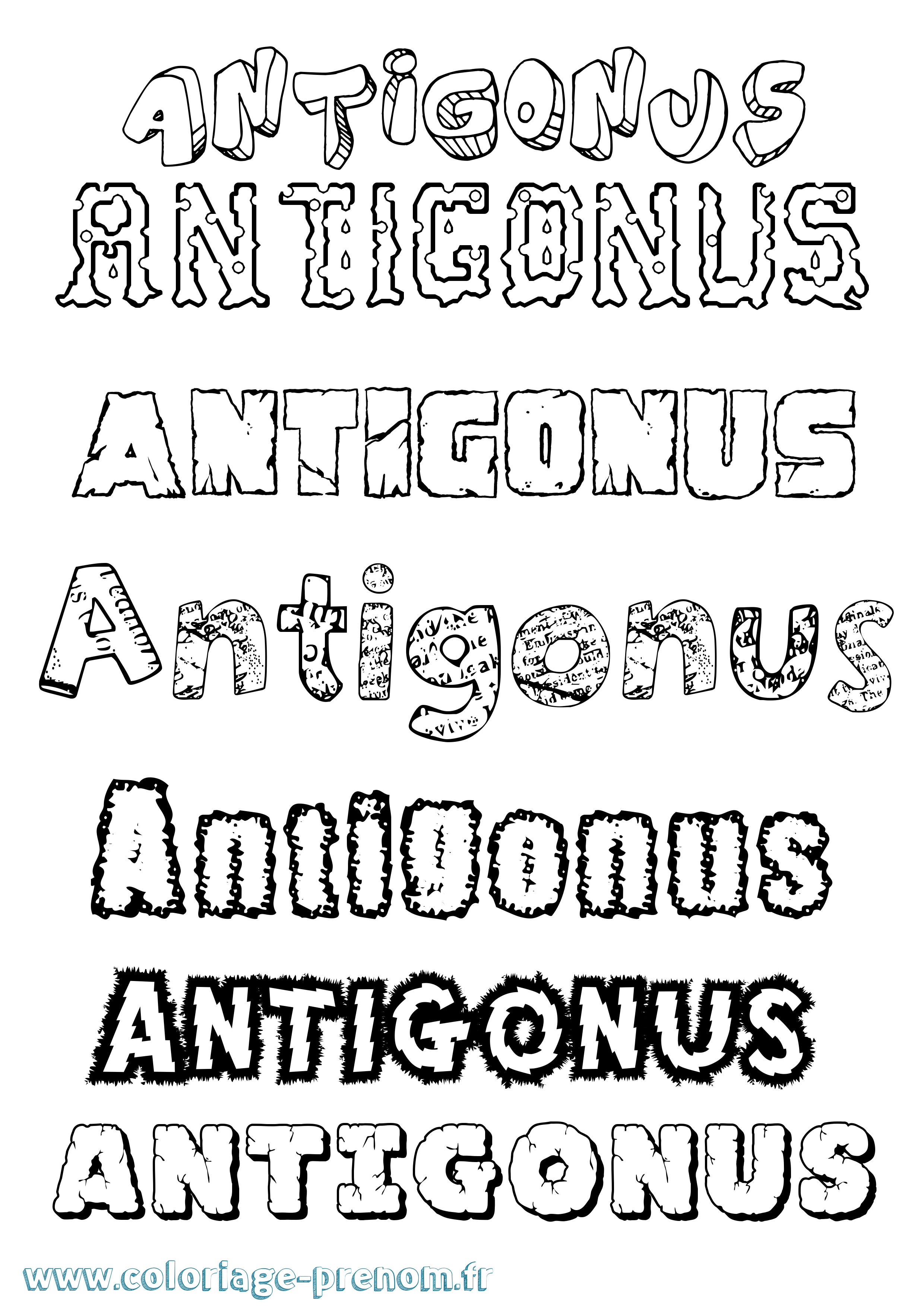 Coloriage Antigonus Destructuré Coloriage prénom Antigonus Destructuré