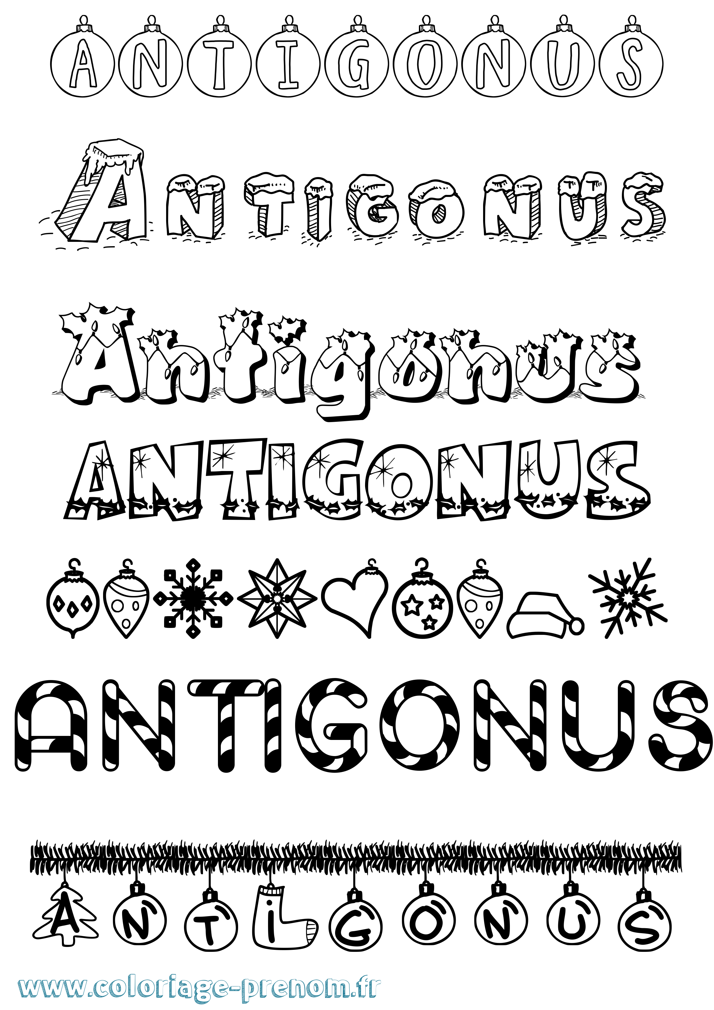 Coloriage Antigonus Noël Coloriage prénom Antigonus Noël