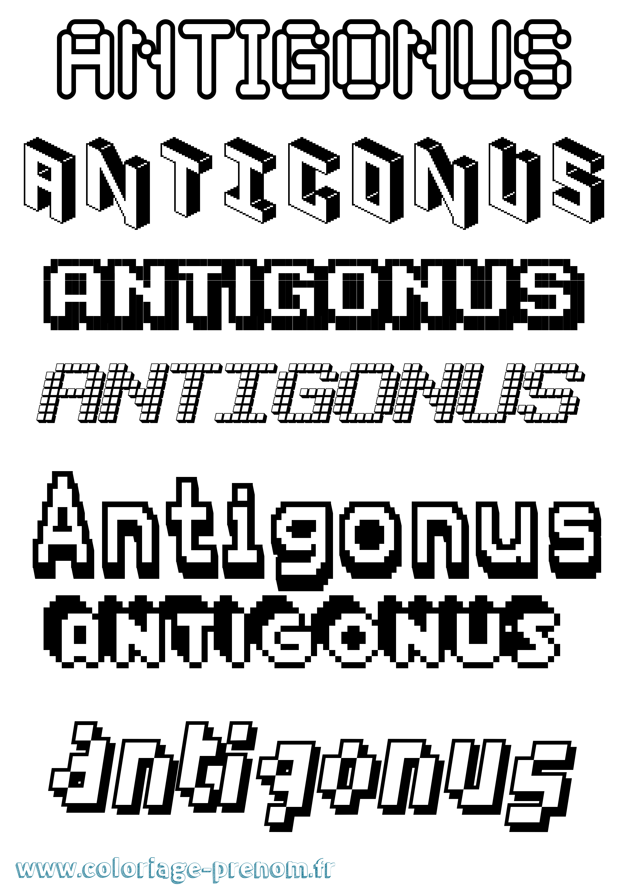 Coloriage Antigonus Pixel Coloriage prénom Antigonus Pixel