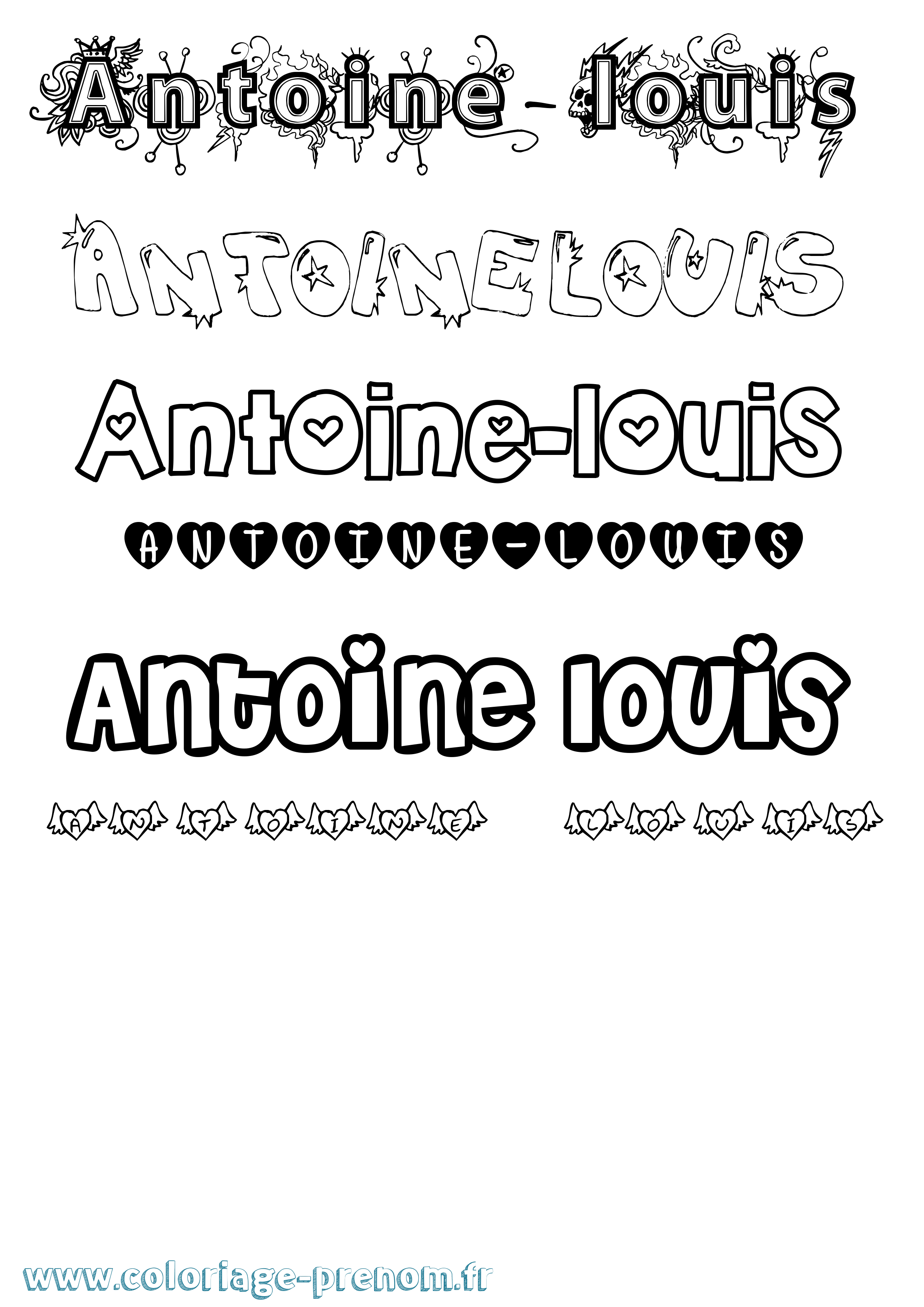 Coloriage Antoine-Louis Girly Coloriage prénom Antoine-Louis Girly