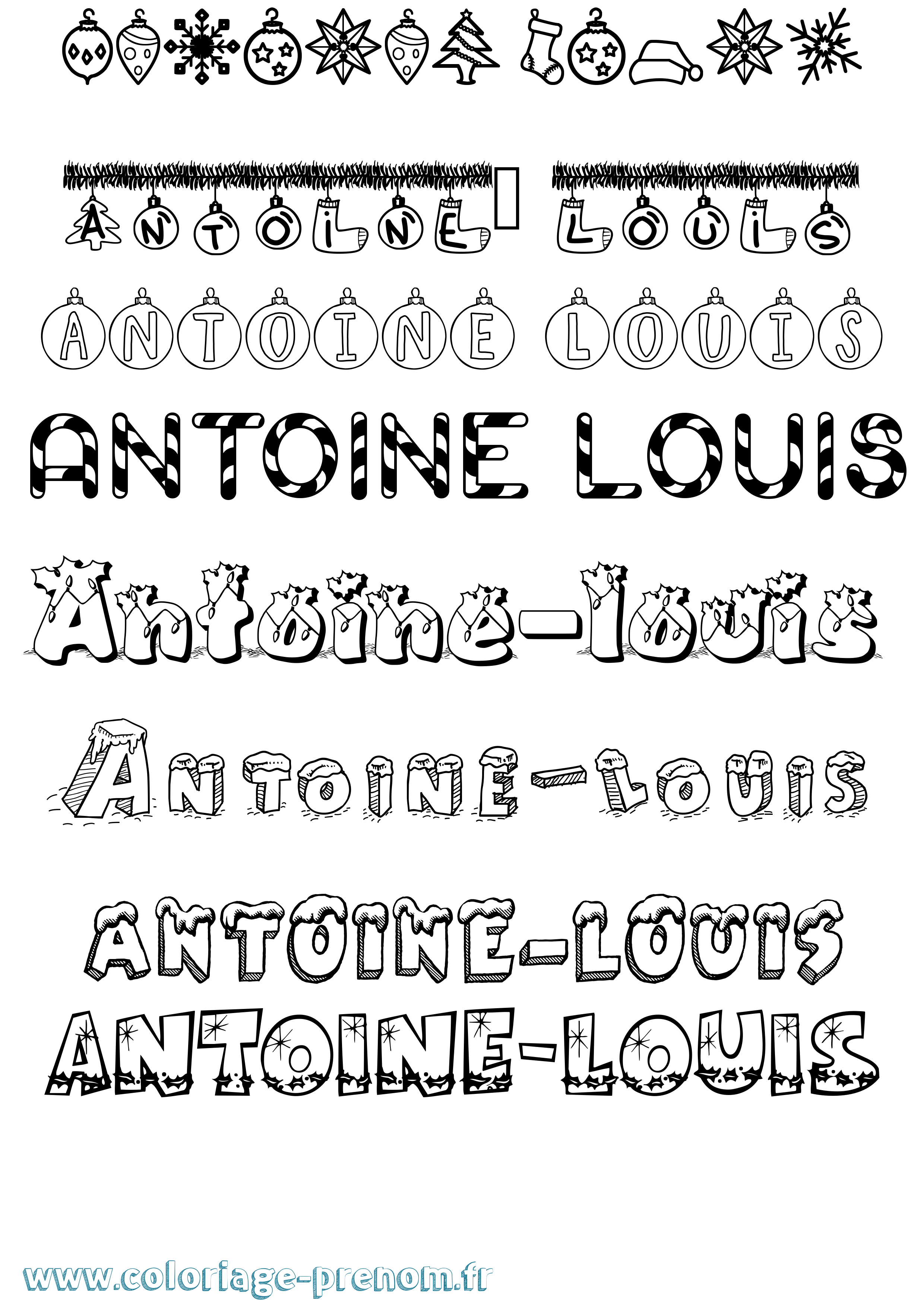 Coloriage Antoine-Louis Noël Coloriage prénom Antoine-Louis Noël