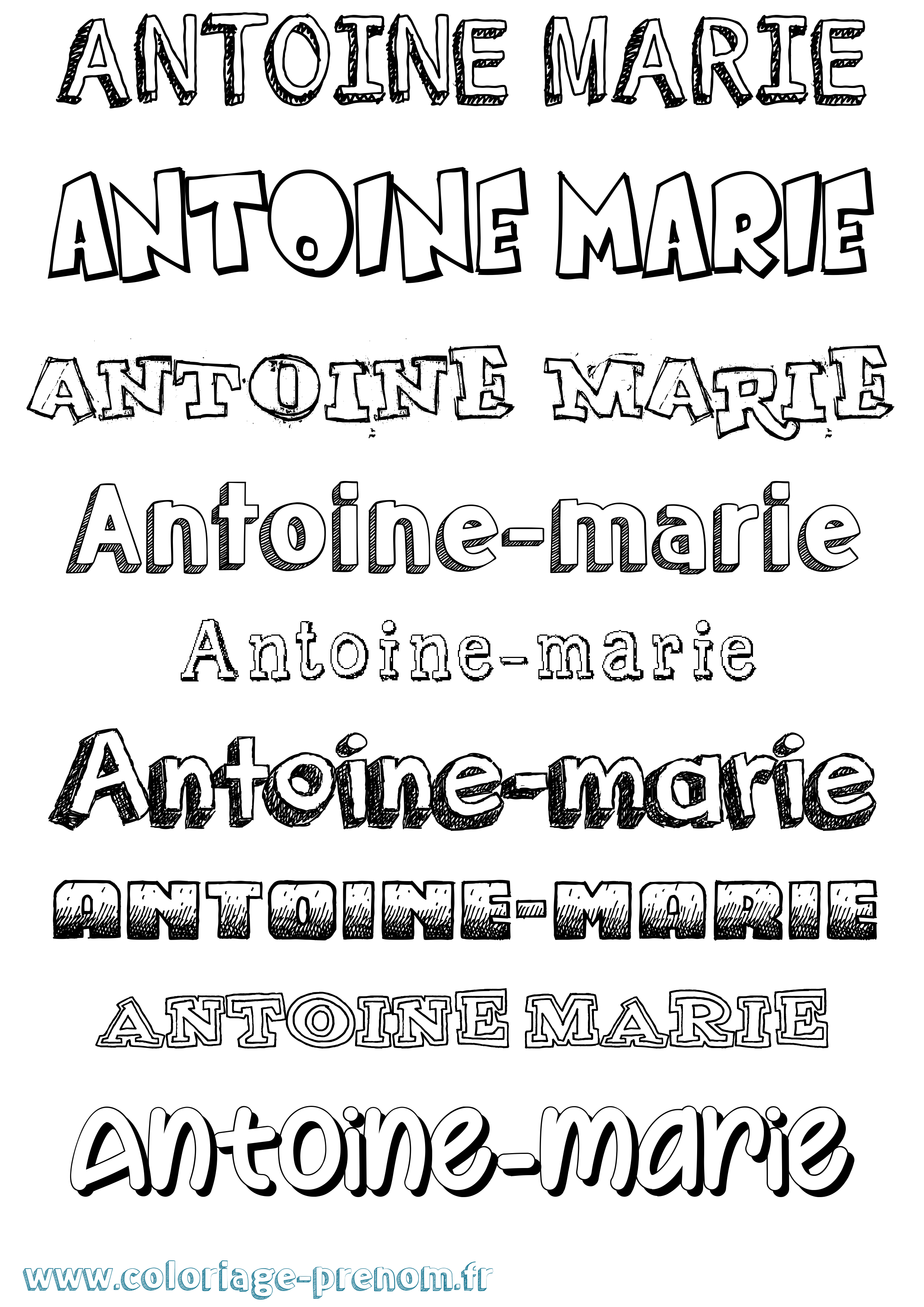 Coloriage Antoine-Marie Dessiné Coloriage prénom Antoine-Marie Dessiné