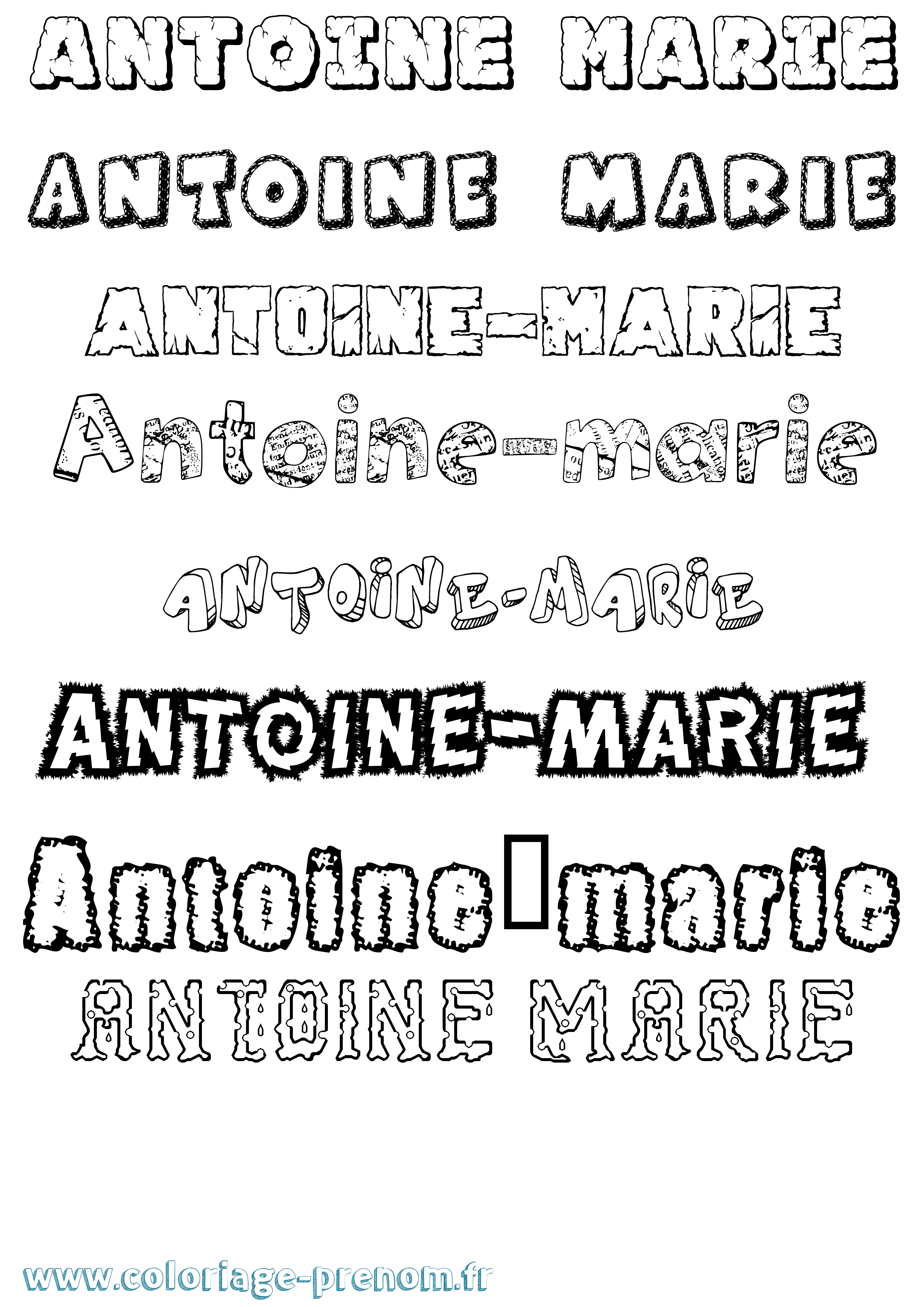 Coloriage Antoine-Marie Destructuré Coloriage prénom Antoine-Marie Destructuré