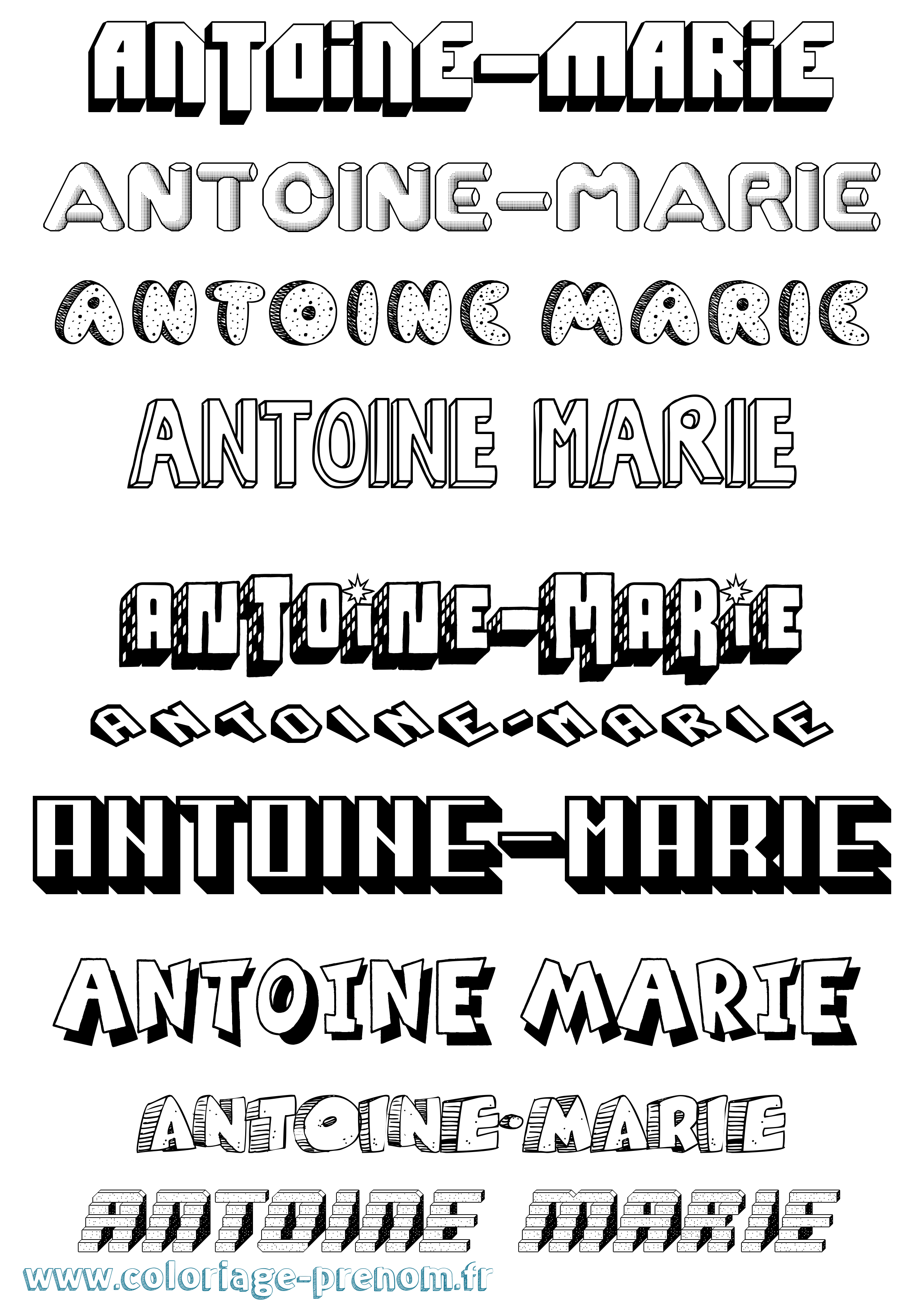 Coloriage Antoine-Marie Effet 3D Coloriage prénom Antoine-Marie Effet 3D