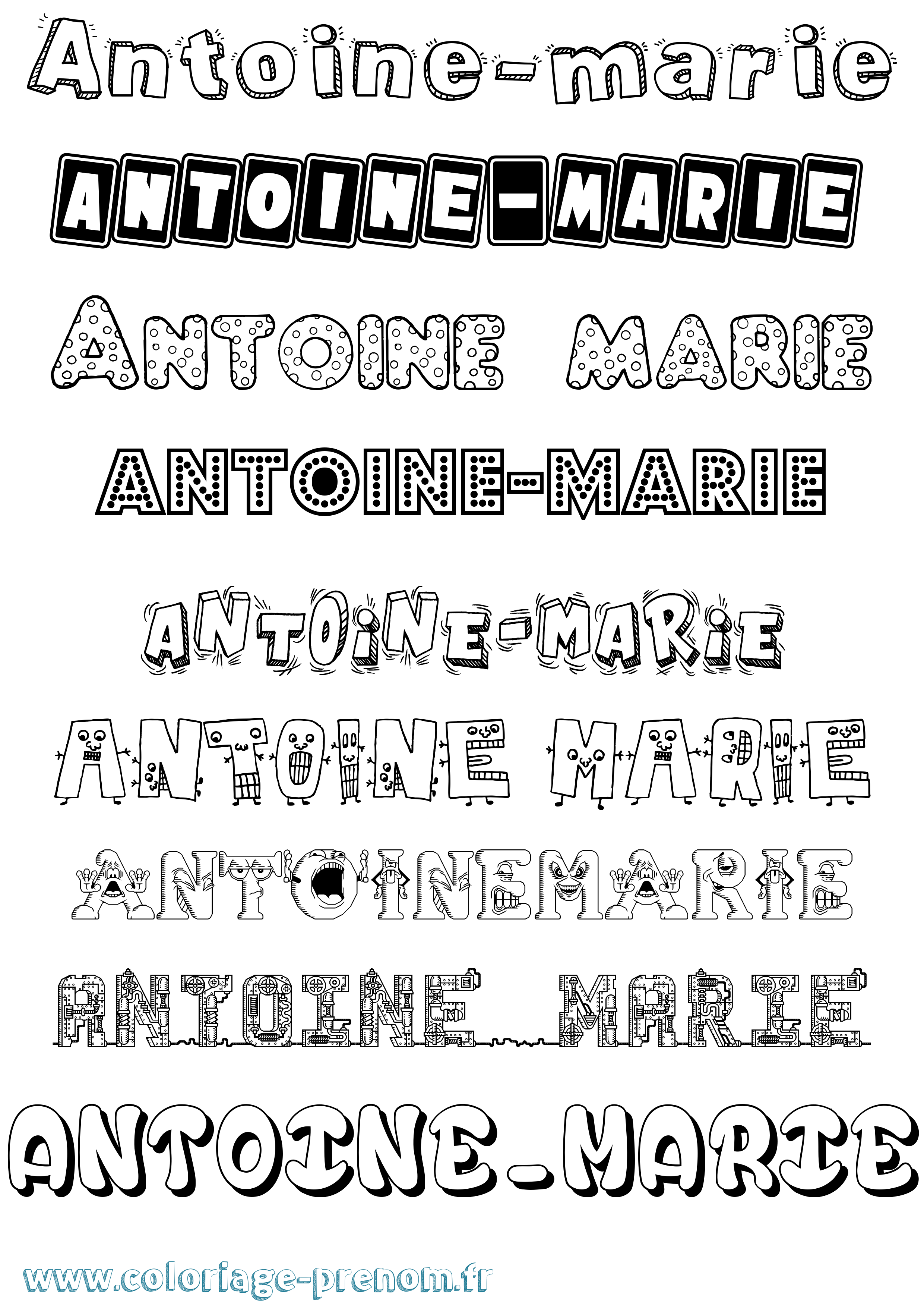 Coloriage Antoine-Marie Fun Coloriage prénom Antoine-Marie Fun