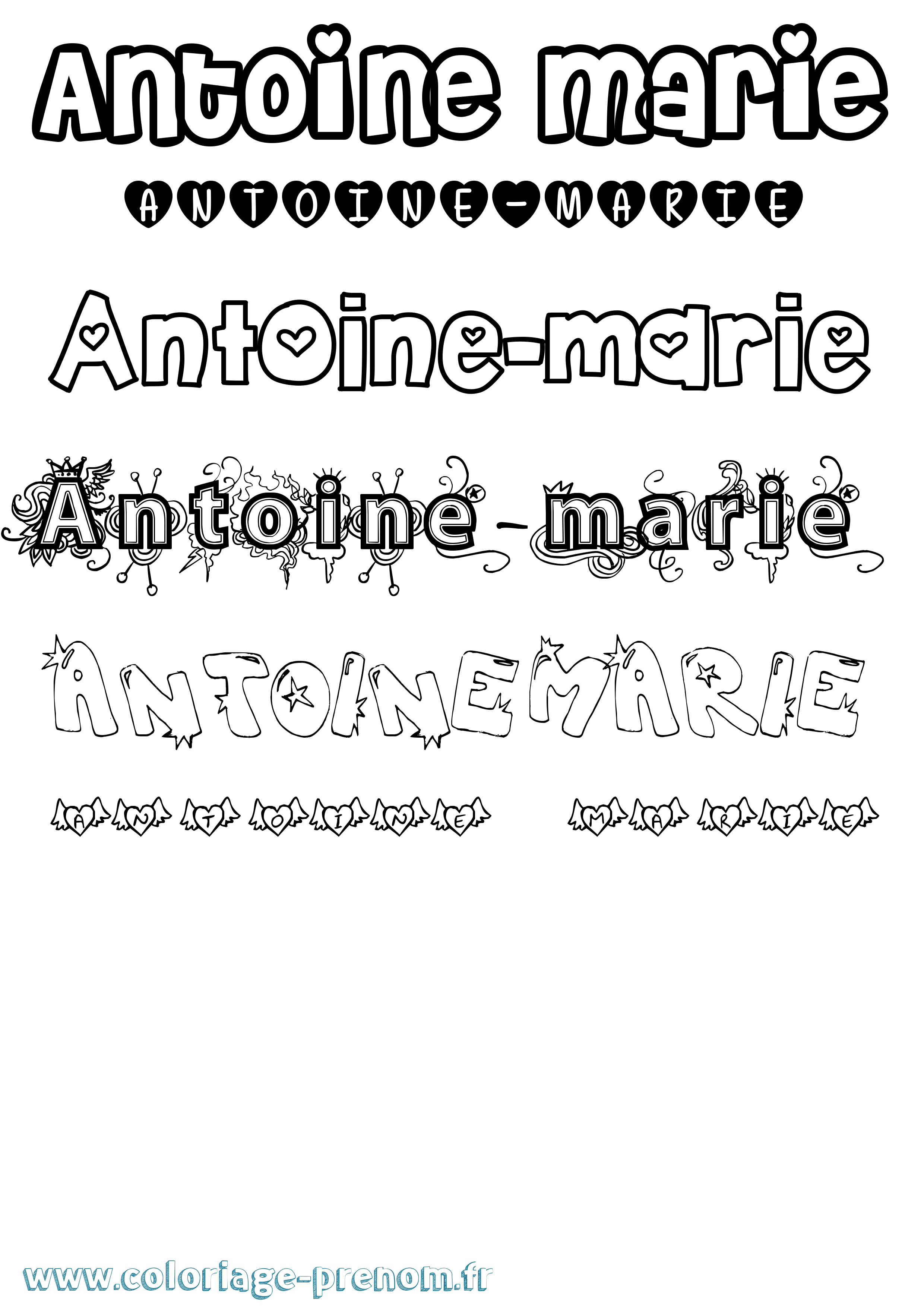 Coloriage Antoine-Marie Girly Coloriage prénom Antoine-Marie Girly
