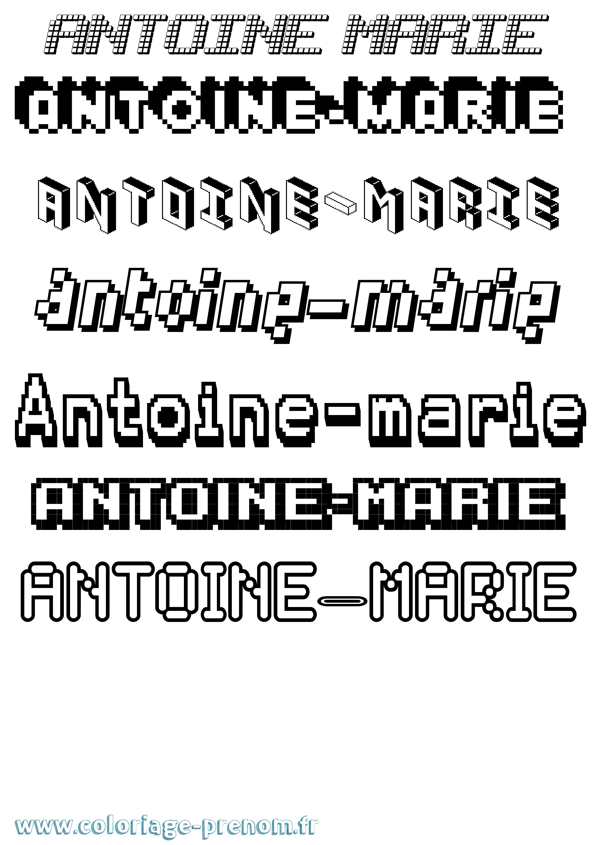 Coloriage Antoine-Marie Pixel Coloriage prénom Antoine-Marie Pixel