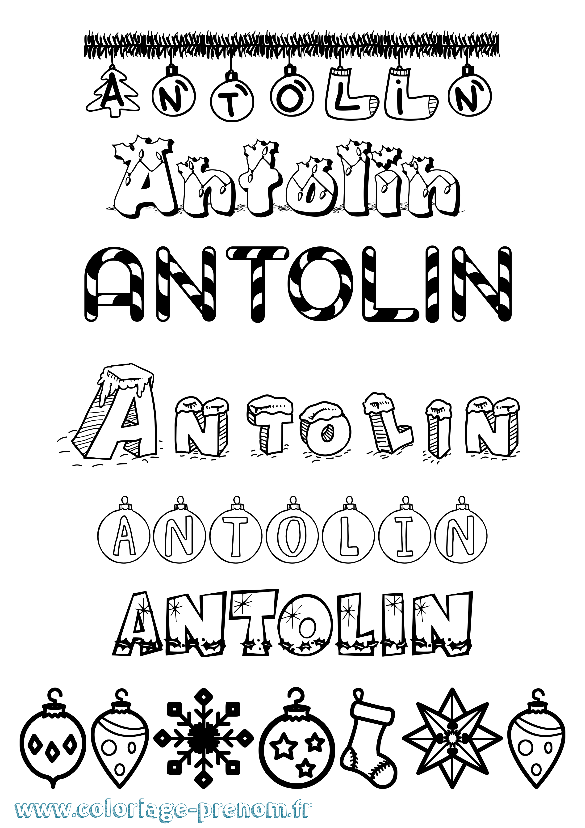 Coloriage Antolin Noël Coloriage prénom Antolin Noël