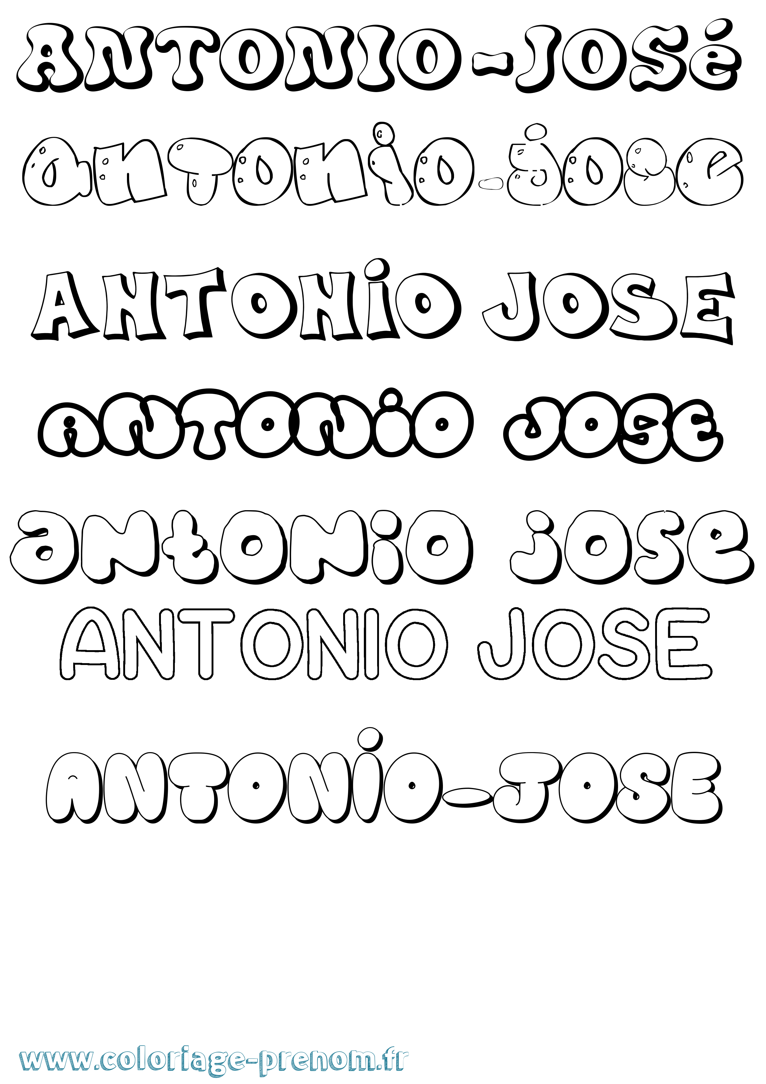 Coloriage Antonio-José Bubble Coloriage prénom Antonio-José Bubble