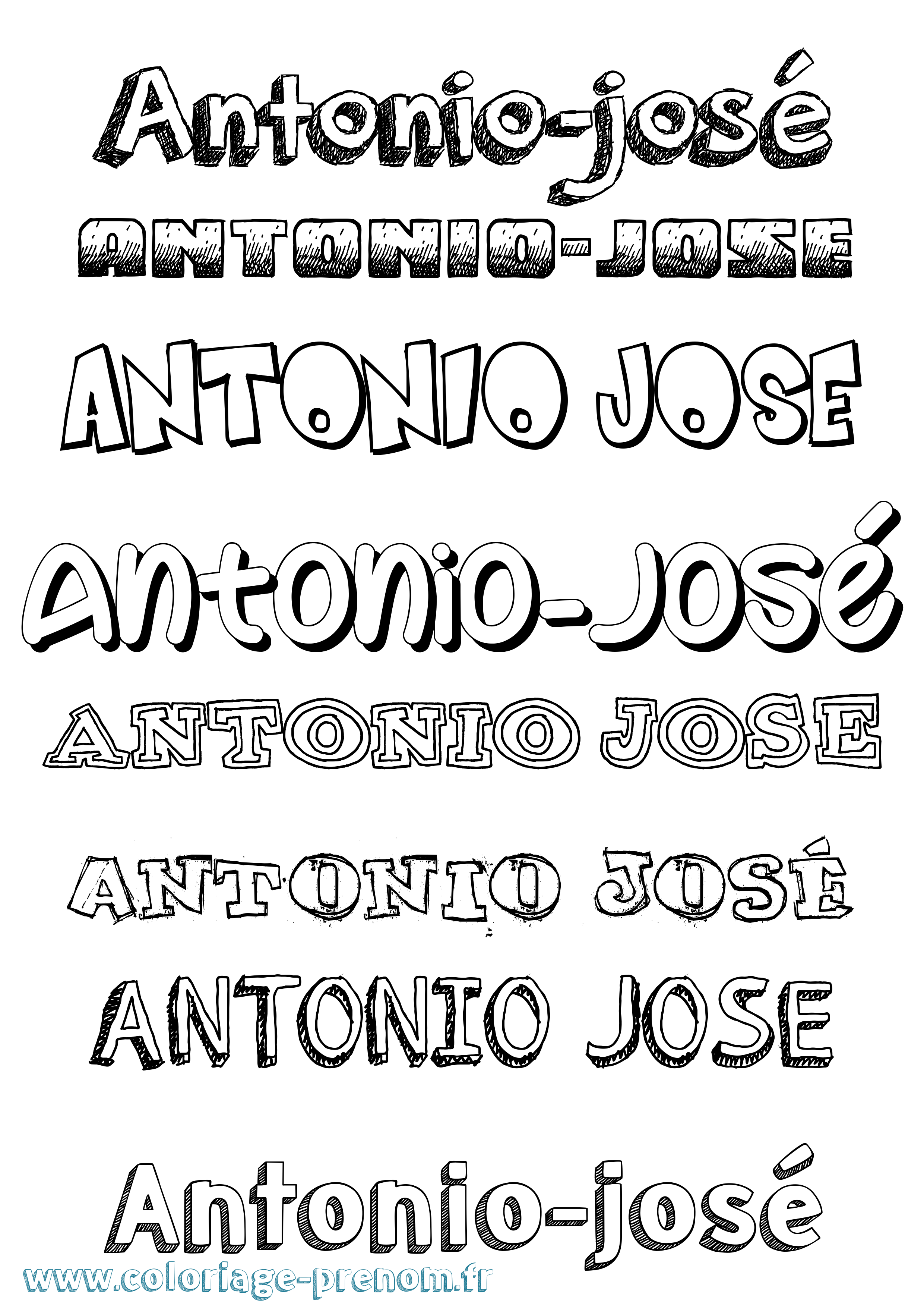 Coloriage Antonio-José Dessiné Coloriage prénom Antonio-José Dessiné
