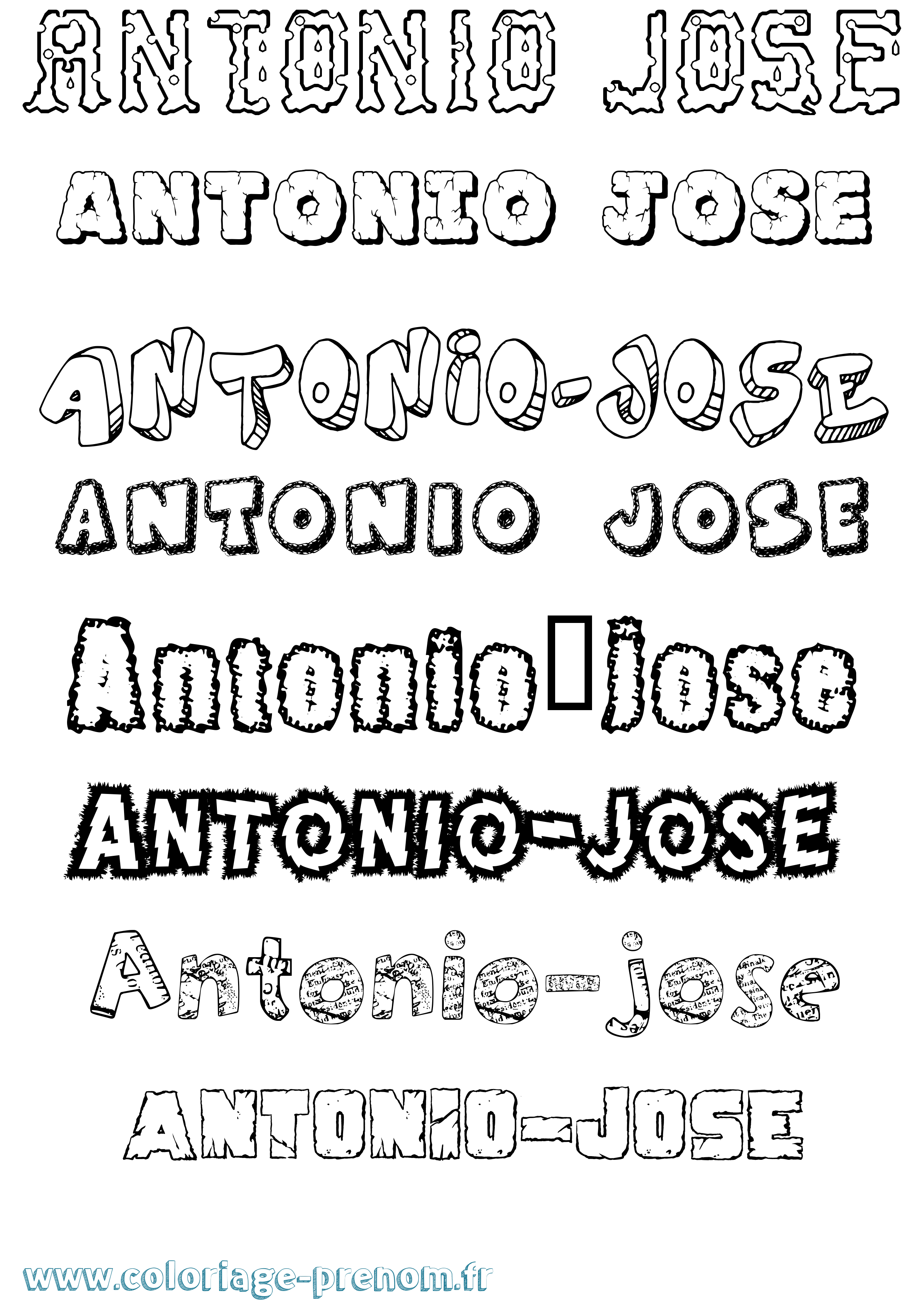 Coloriage Antonio-José Destructuré Coloriage prénom Antonio-José Destructuré