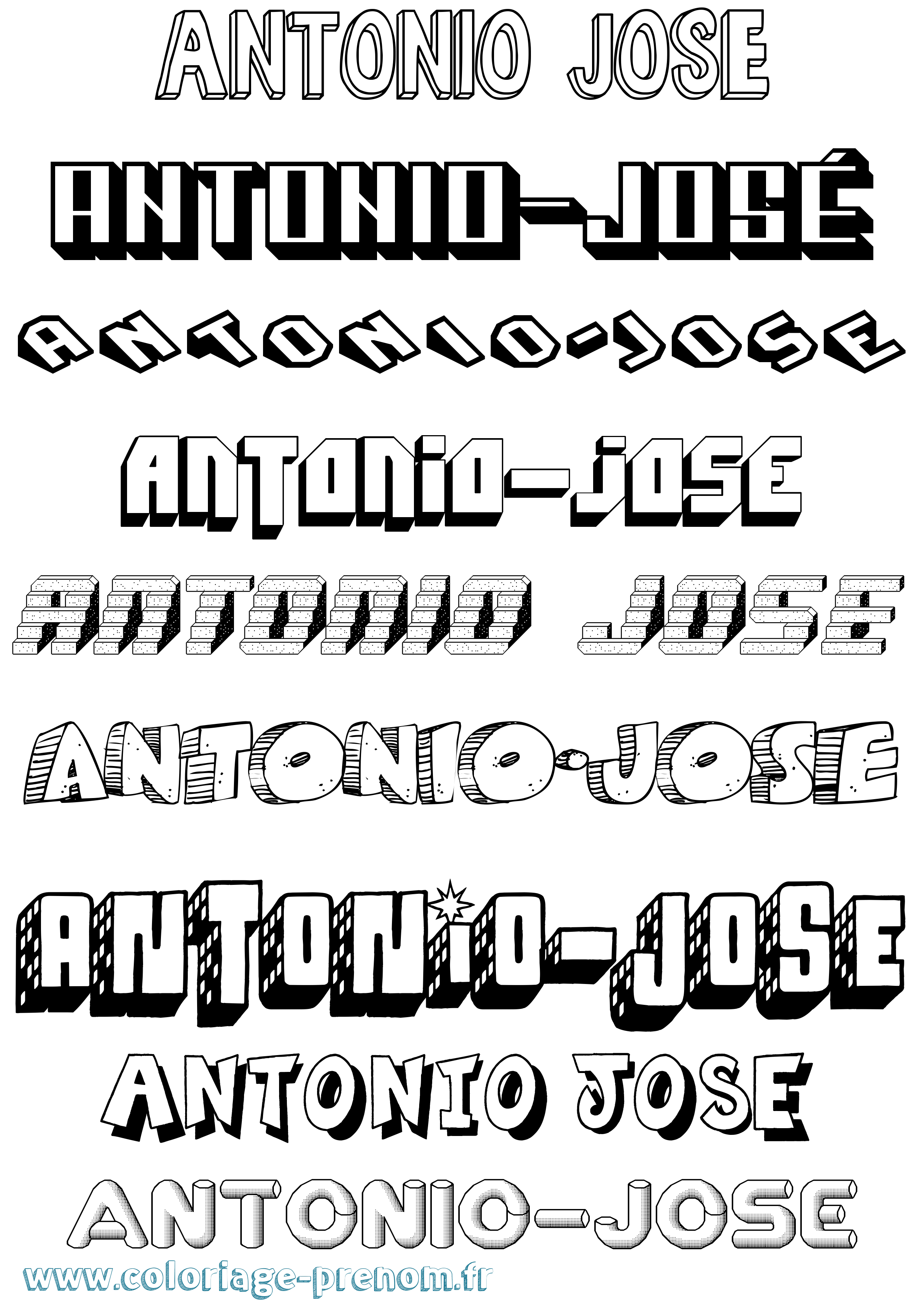 Coloriage Antonio-José Effet 3D Coloriage prénom Antonio-José Effet 3D