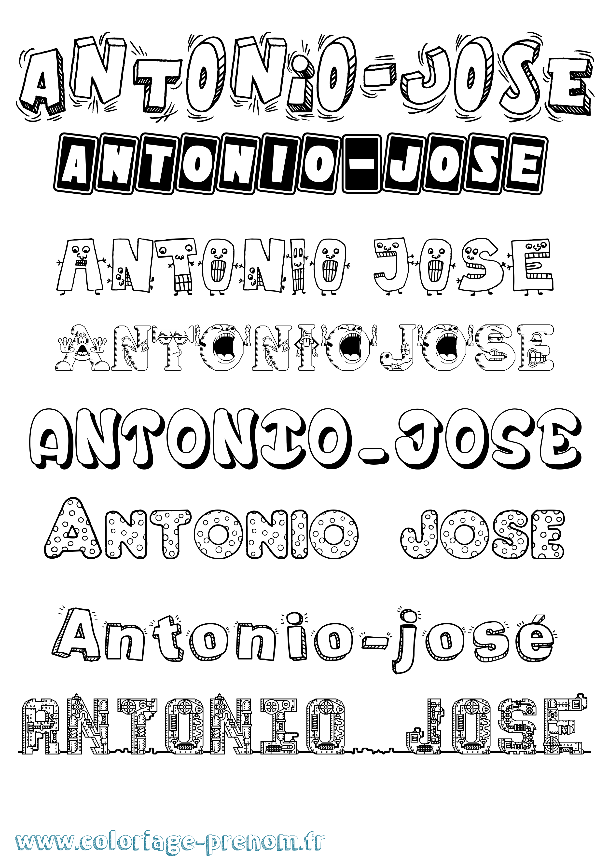 Coloriage Antonio-José Fun Coloriage prénom Antonio-José Fun